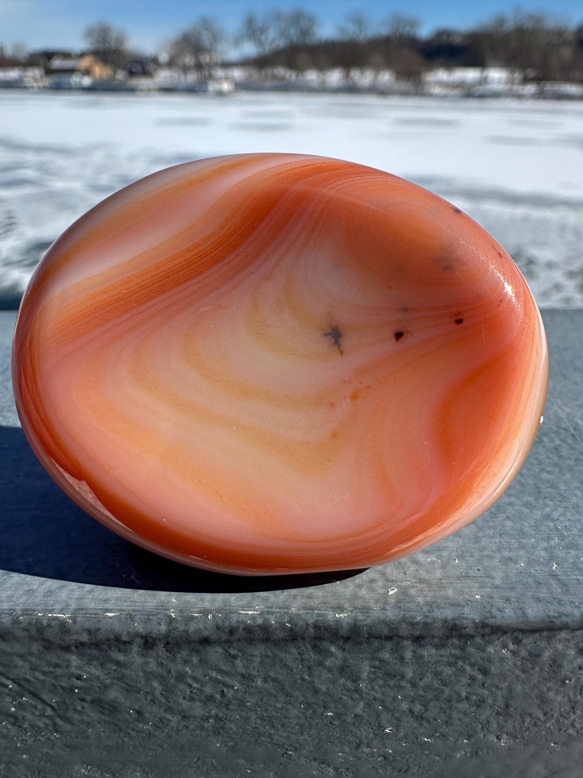 Stunning Carnelian Polished Worry Stone Carving