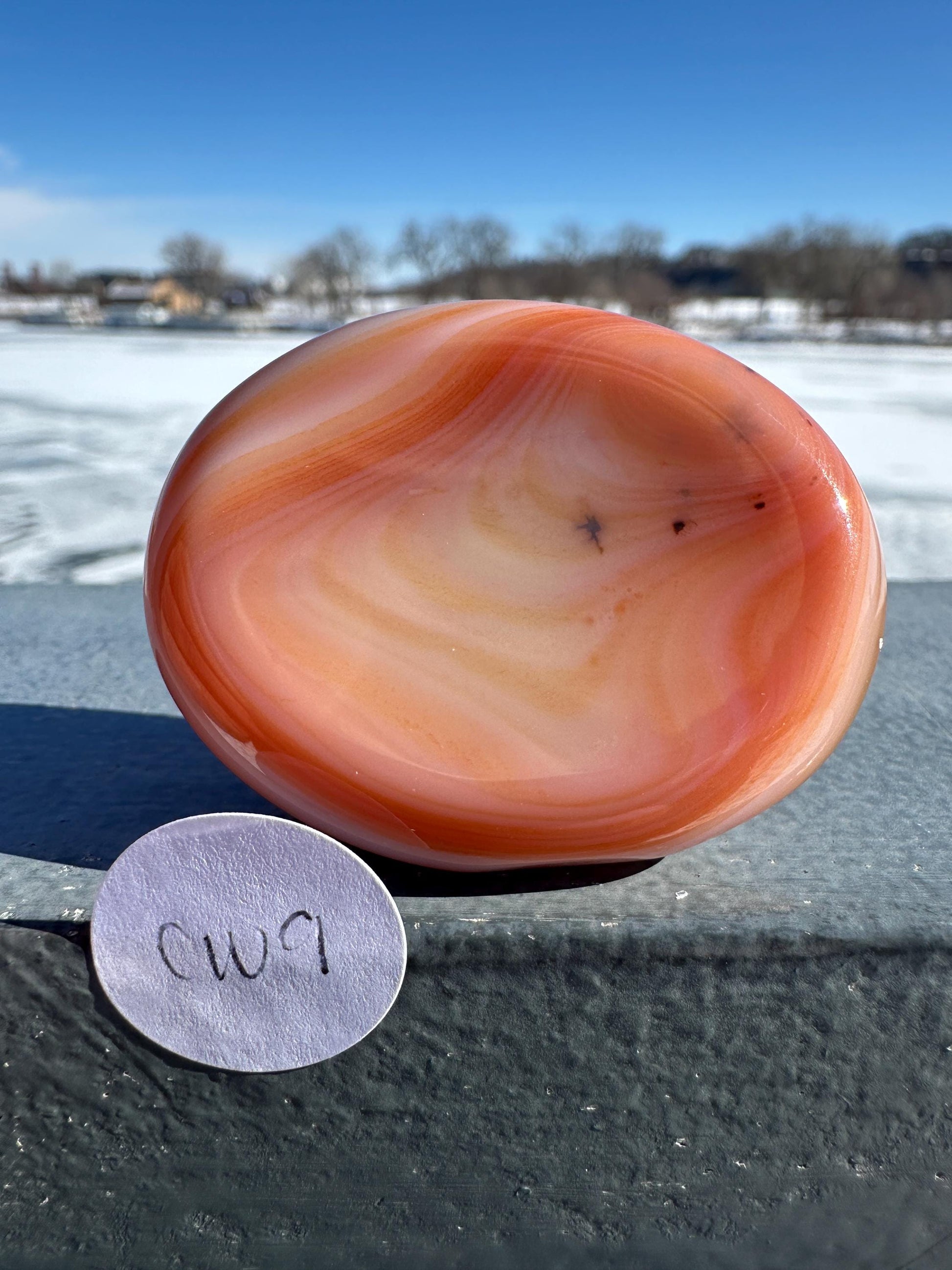 Stunning Carnelian Polished Worry Stone Carving