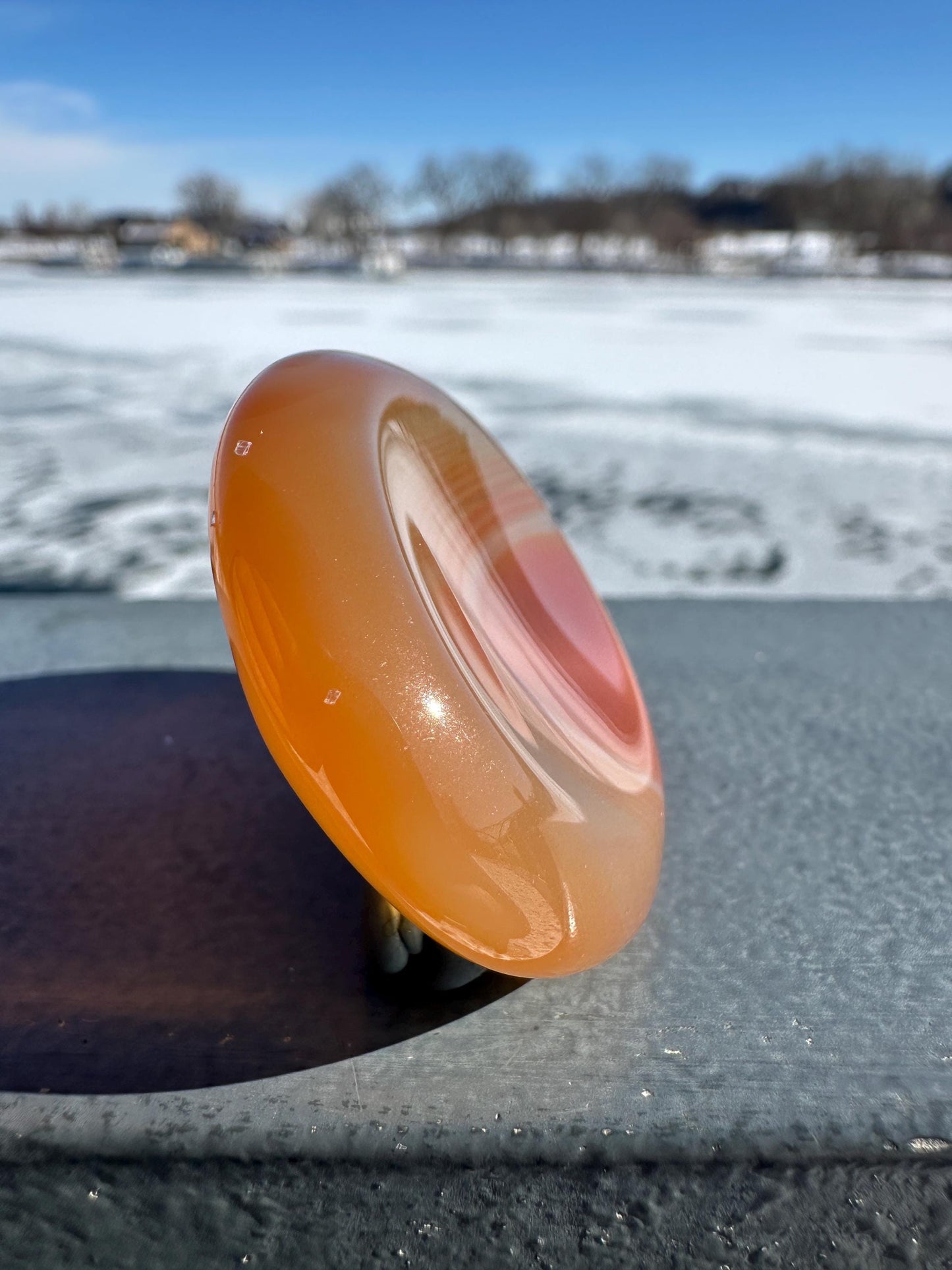 Stunning Carnelian Polished Worry Stone Carving