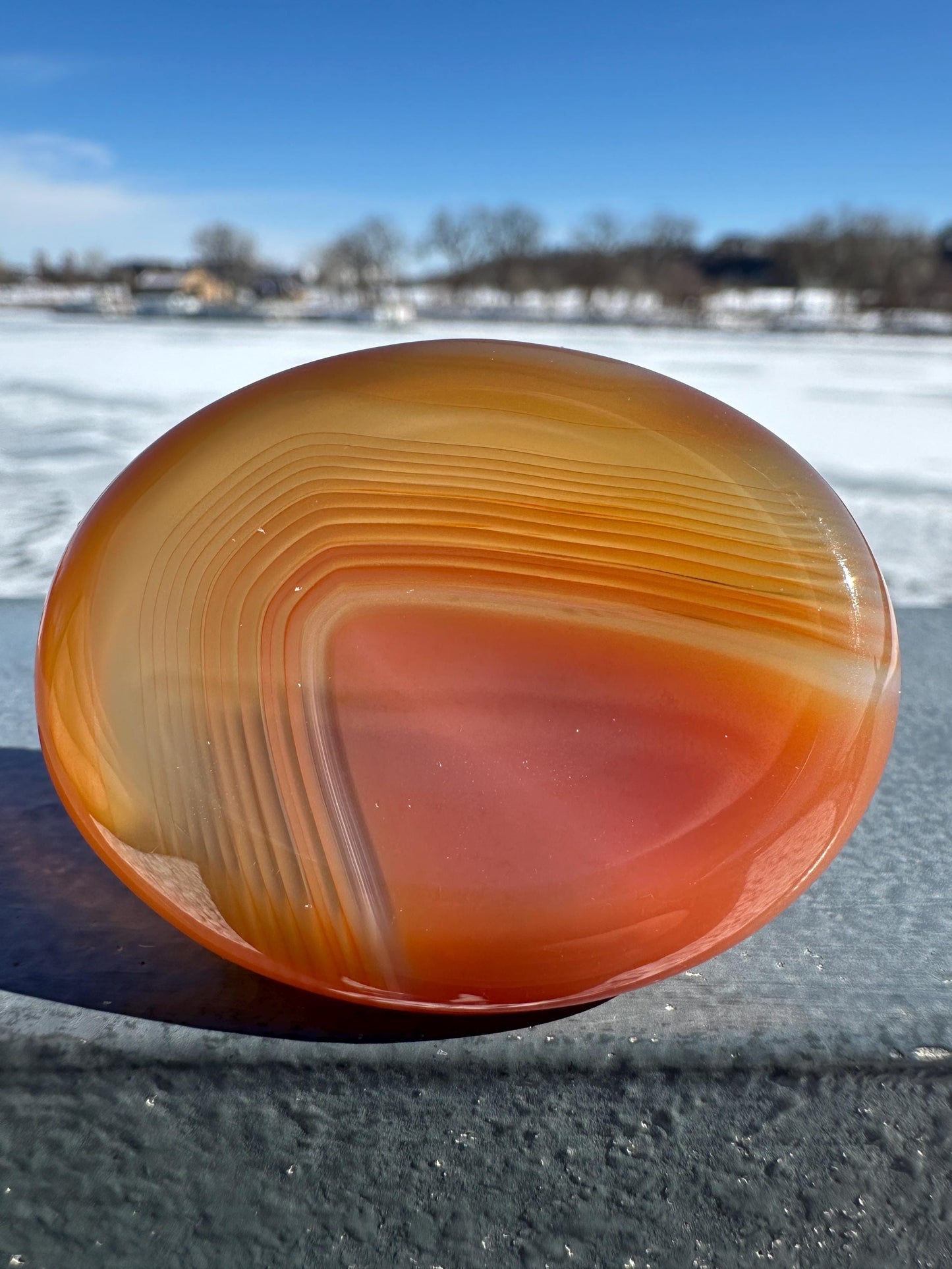 Stunning Carnelian Polished Worry Stone Carving