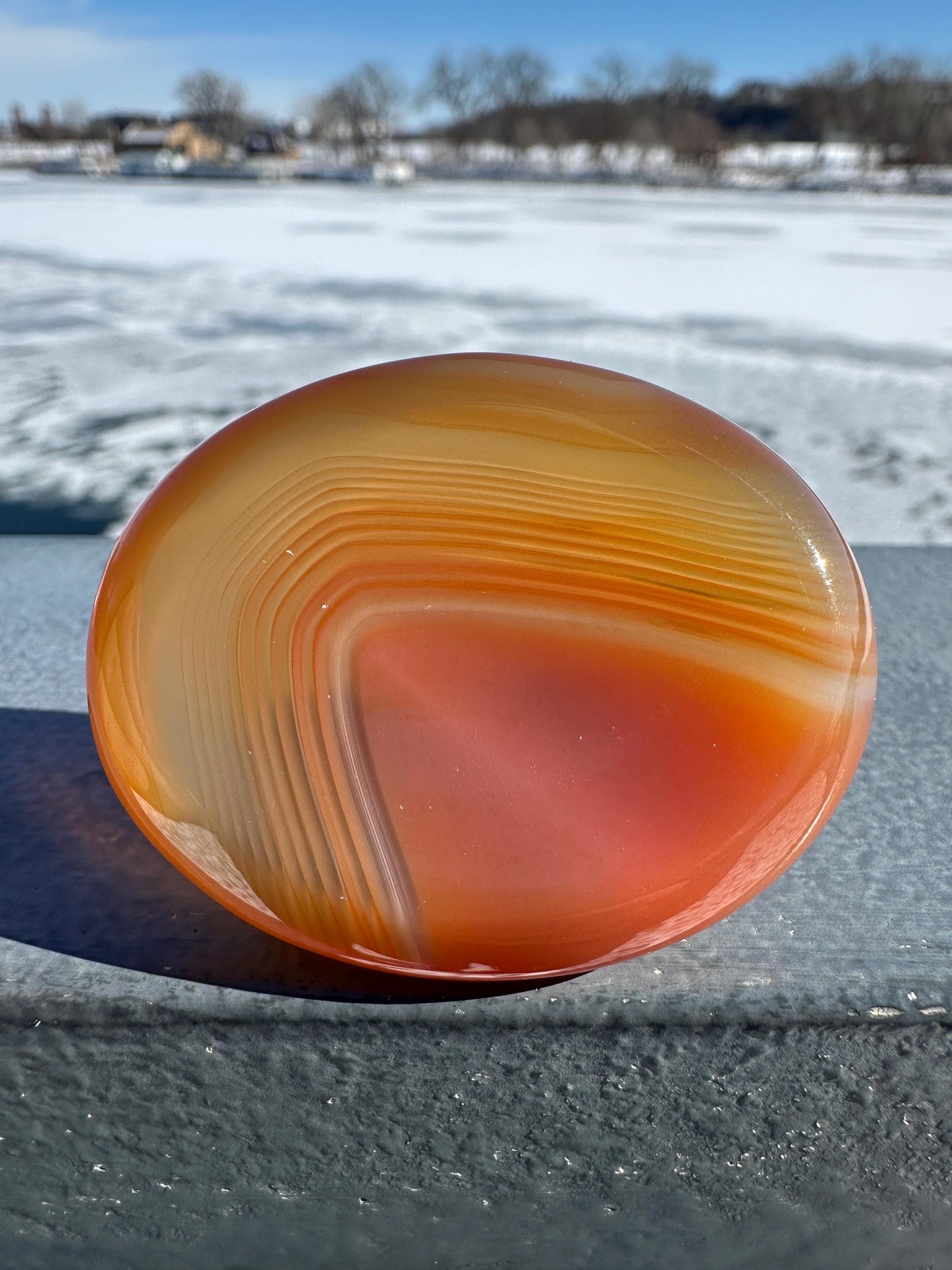 Stunning Carnelian Polished Worry Stone Carving