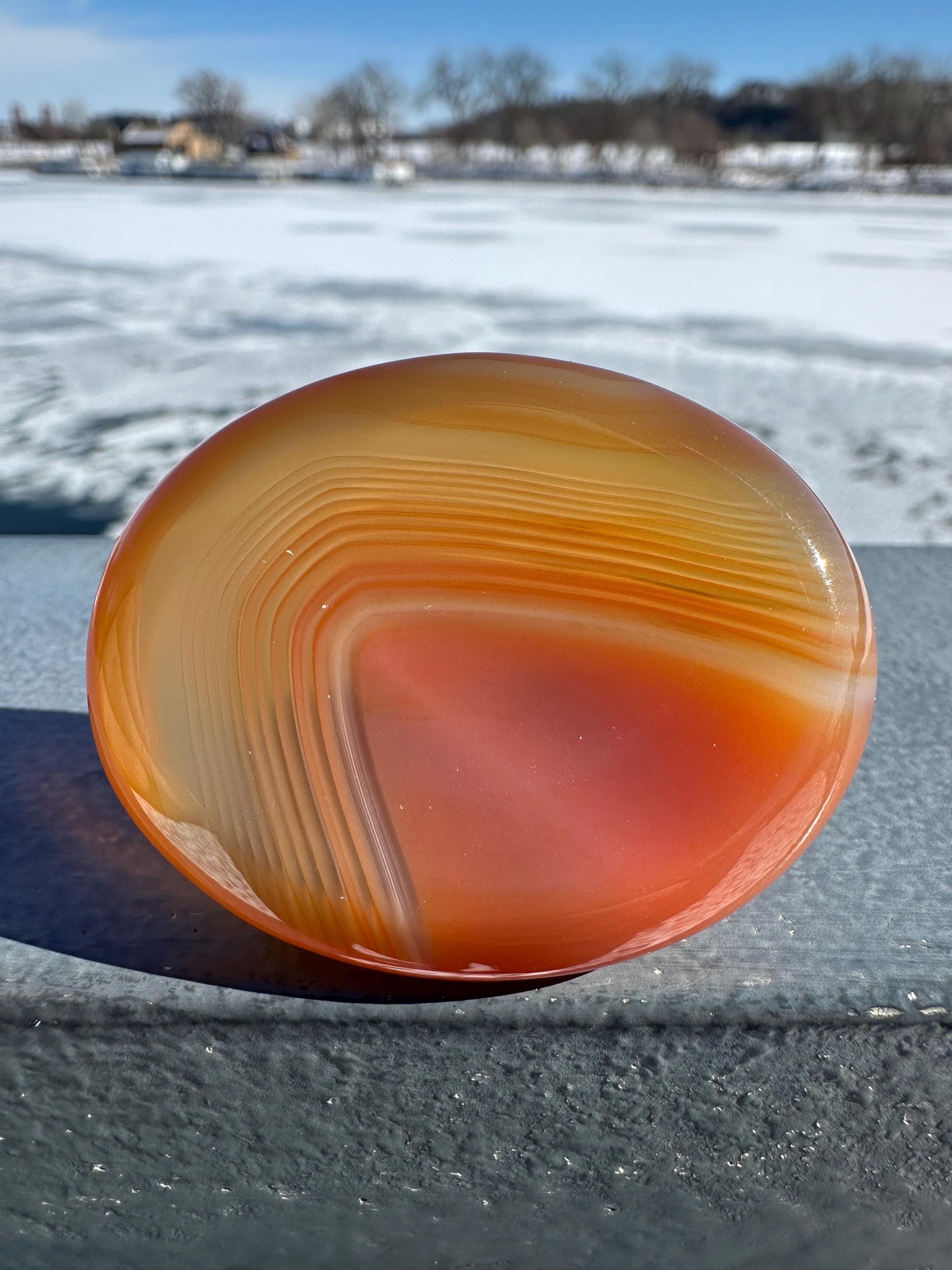 Stunning Carnelian Polished Worry Stone Carving