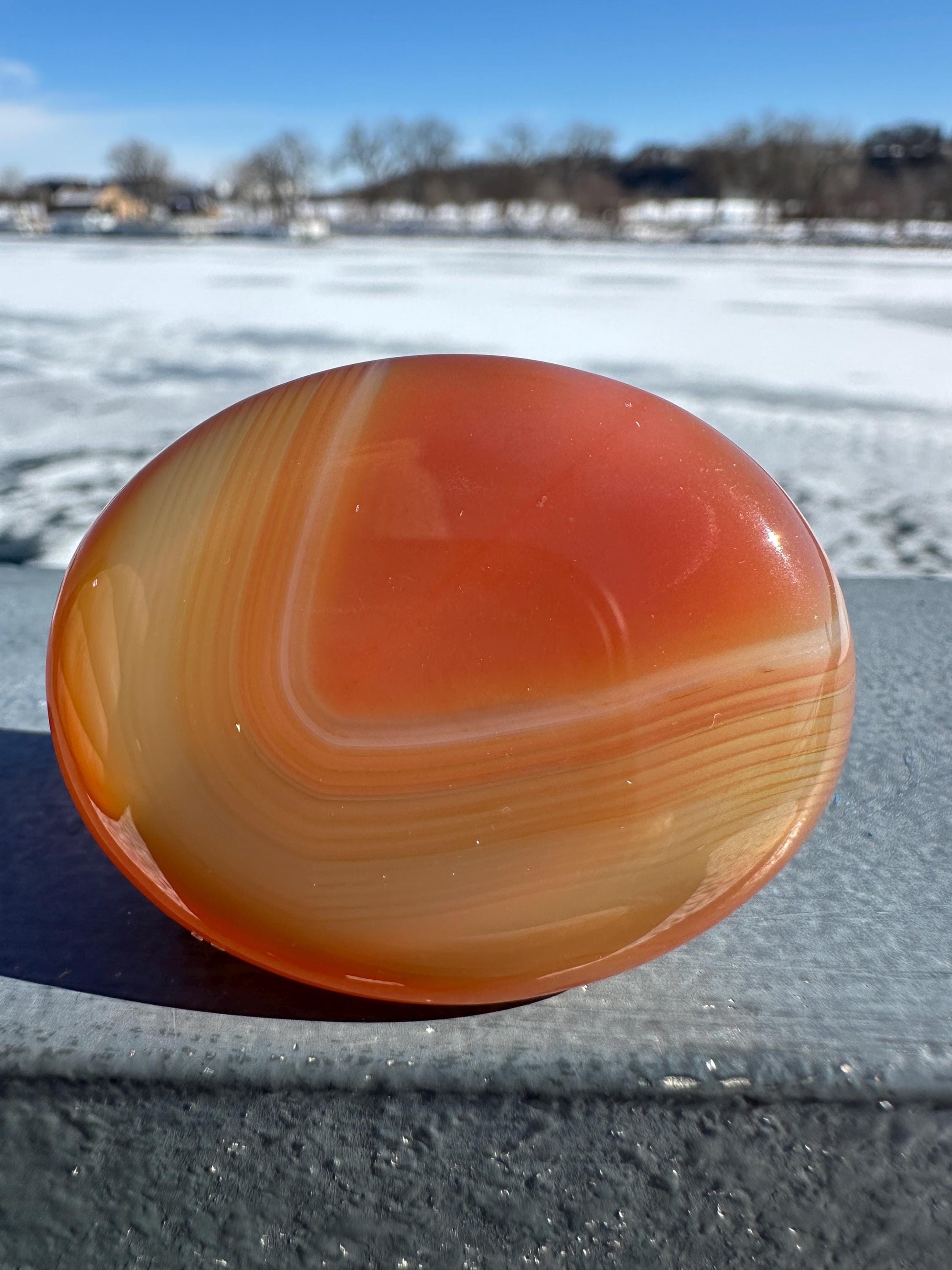 Stunning Carnelian Polished Worry Stone Carving