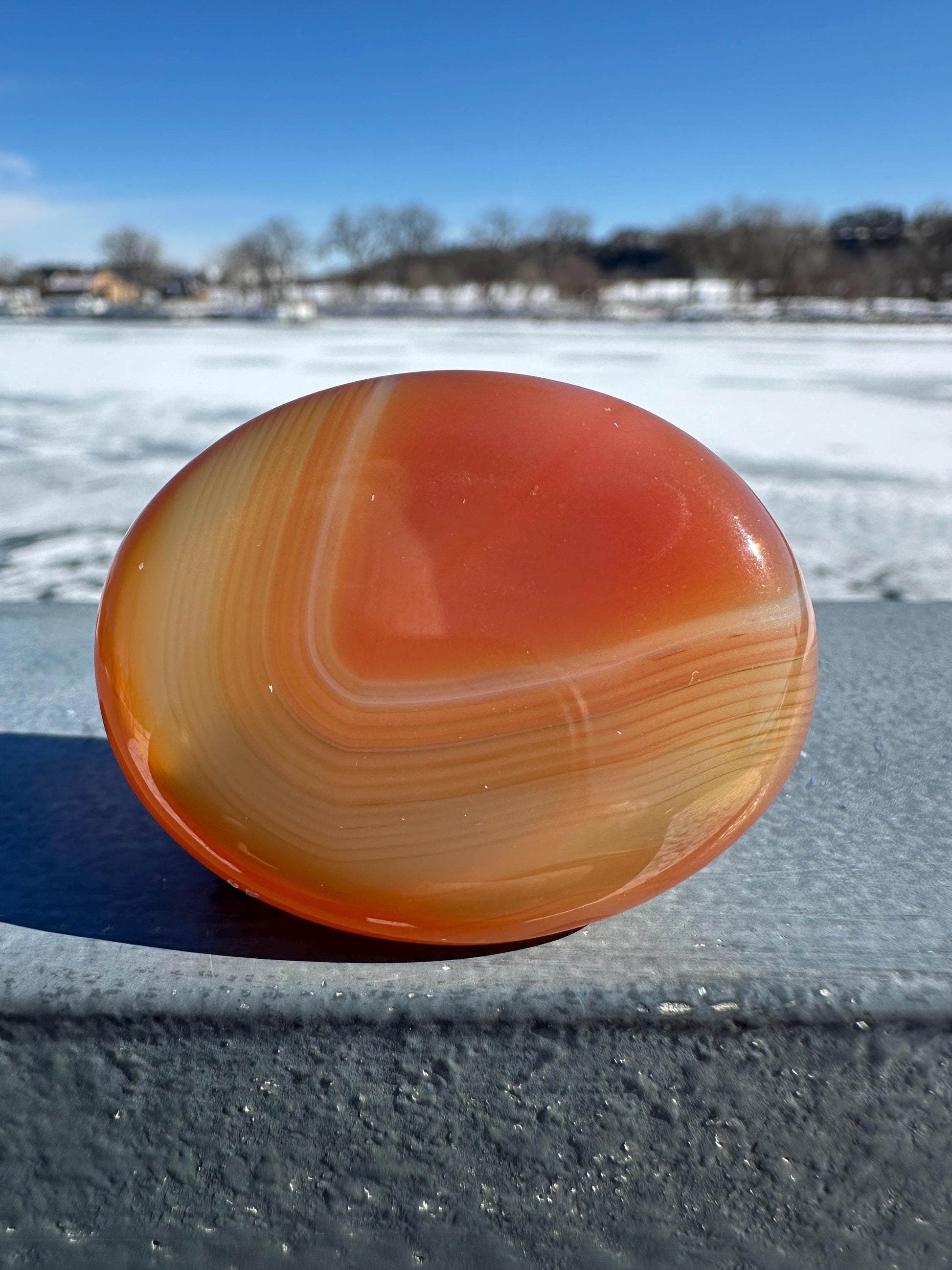 Stunning Carnelian Polished Worry Stone Carving