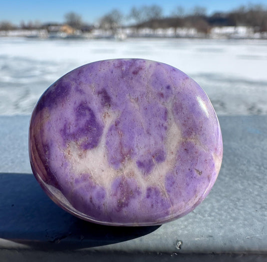 Rare Natural Lavender Jade Palm Stone from Turkey