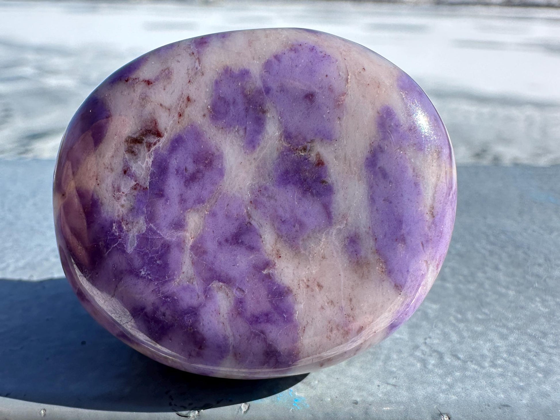 Rare Natural Lavender Jade Palm Stone from Turkey