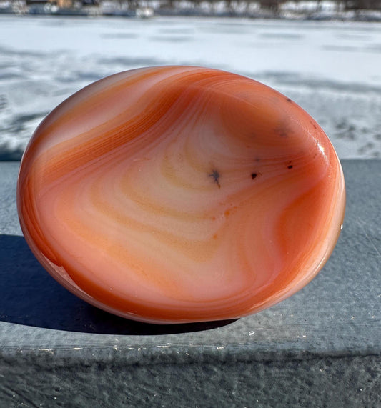 Stunning Carnelian Polished Worry Stone Carving