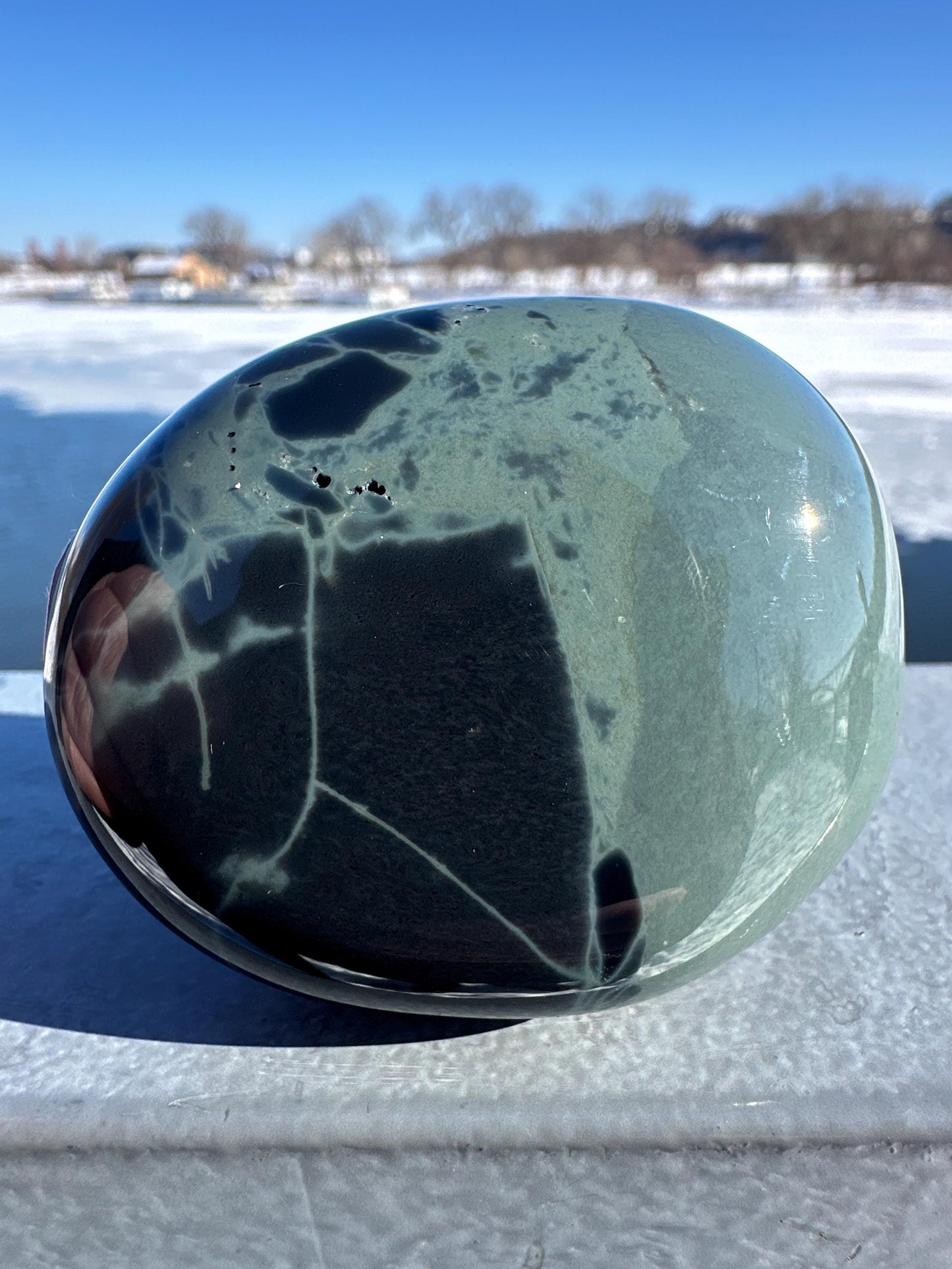 Spider Web Obsidian Palm Stone from Mexico