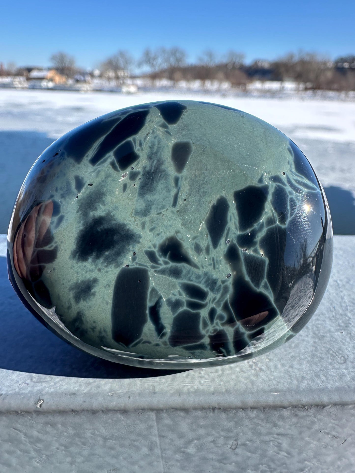 Spider Web Obsidian Palm Stone from Mexico