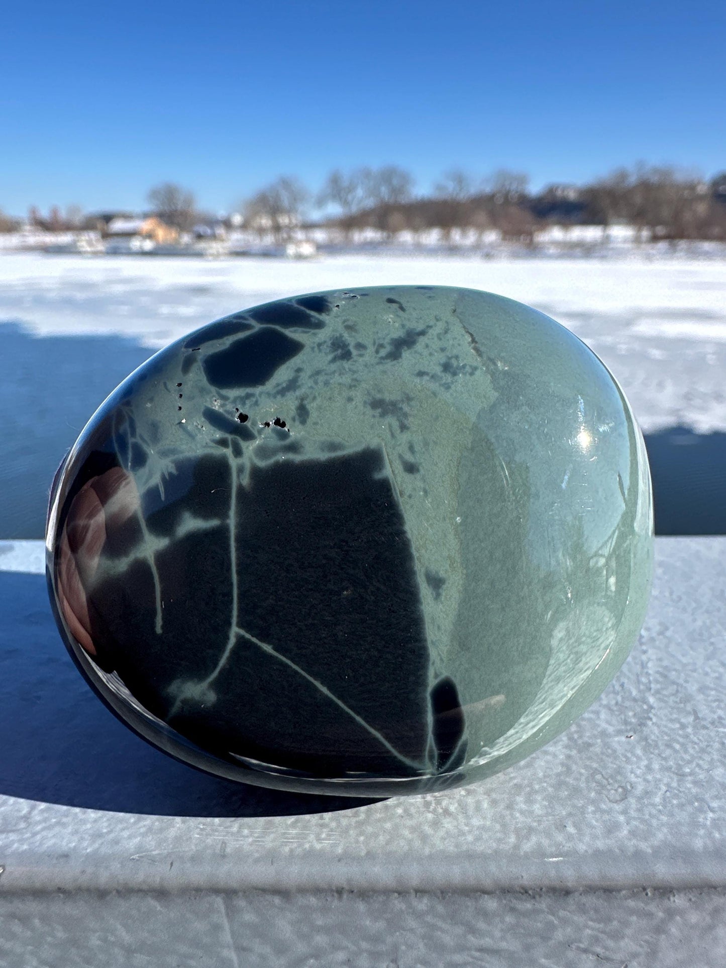 Spider Web Obsidian Palm Stone from Mexico