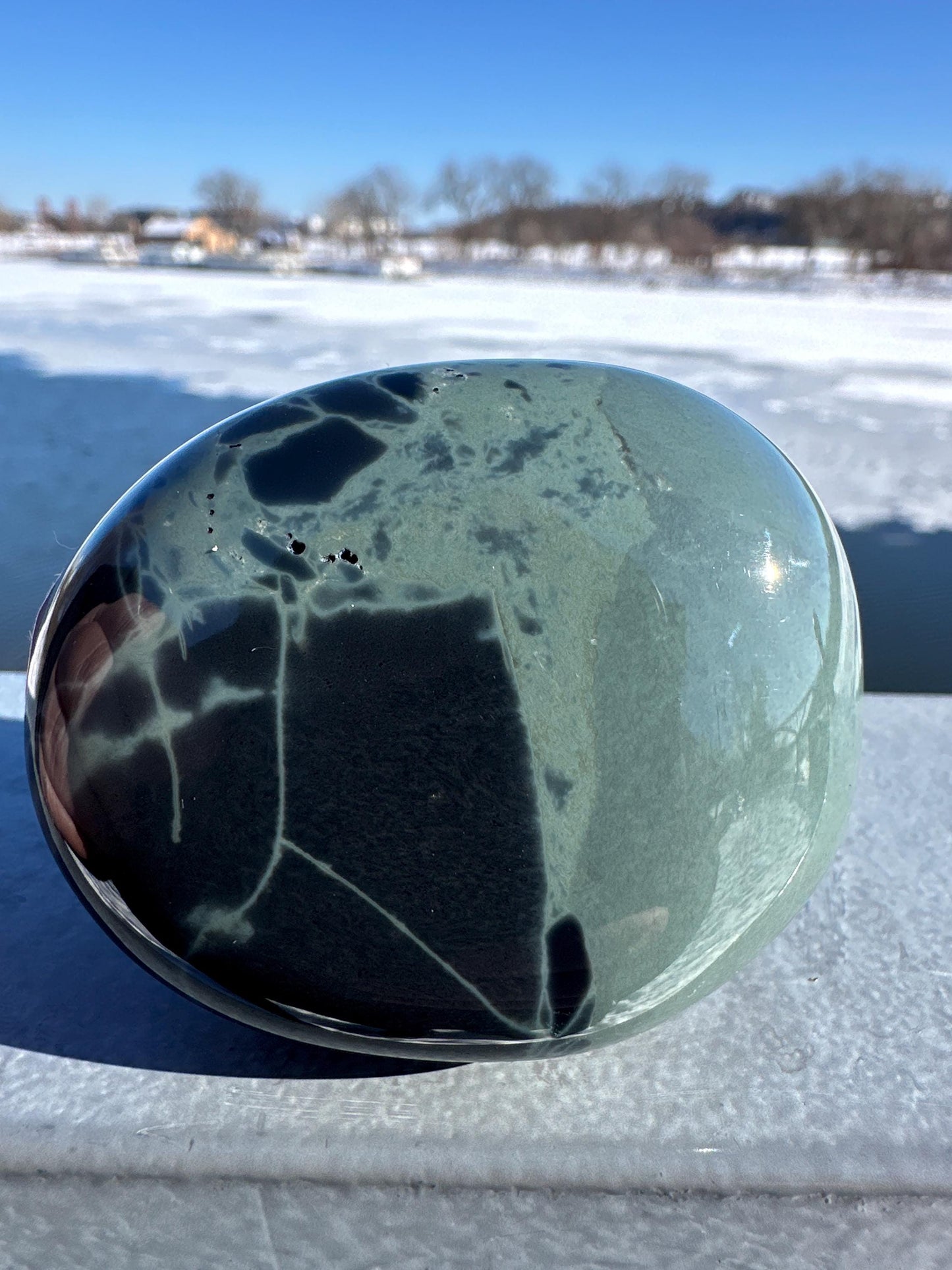 Spider Web Obsidian Palm Stone from Mexico