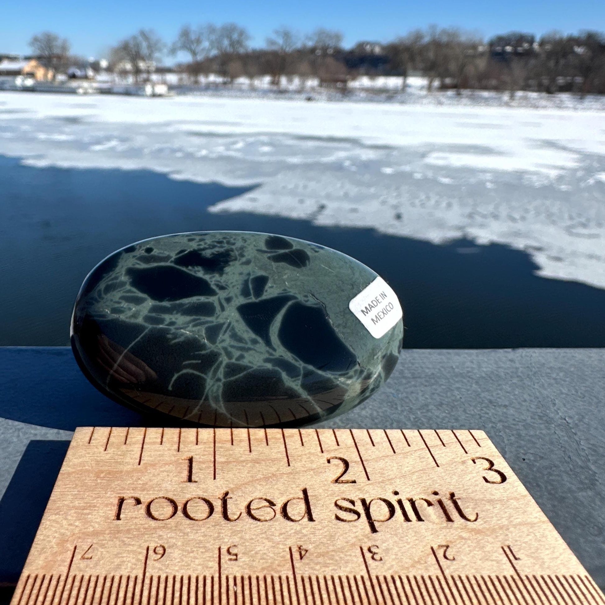 Spider Web Obsidian Palm Stone from Mexico