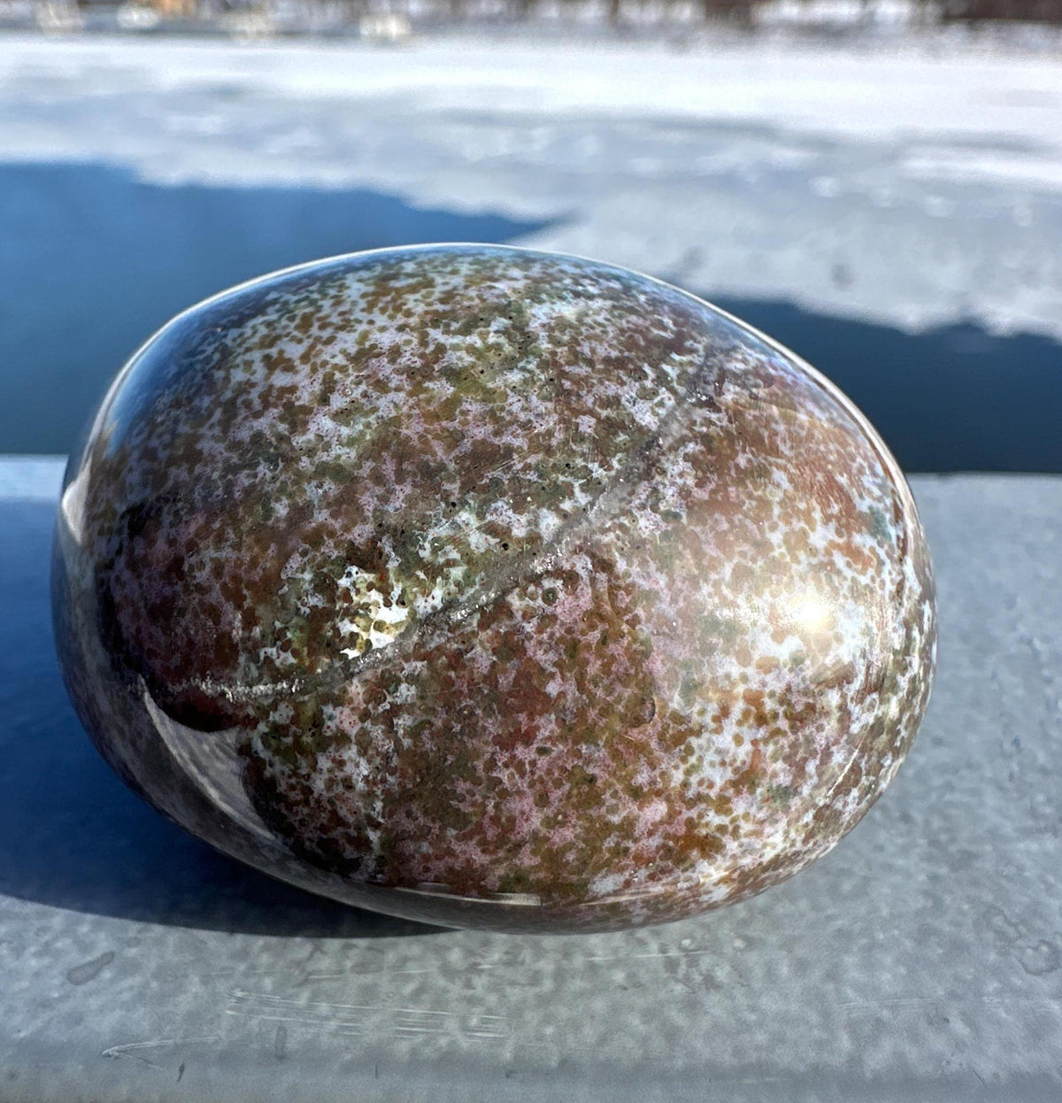 Rainbow Ocean Jasper Palm Stone | Ocean Jasper | Ocean Jasper Palm Stone | Ocean Jasper Sphere Active
