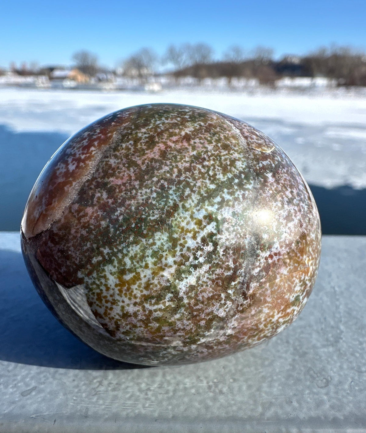 Rainbow Ocean Jasper Palm Stone | Ocean Jasper | Ocean Jasper Palm Stone | Ocean Jasper Sphere Active
