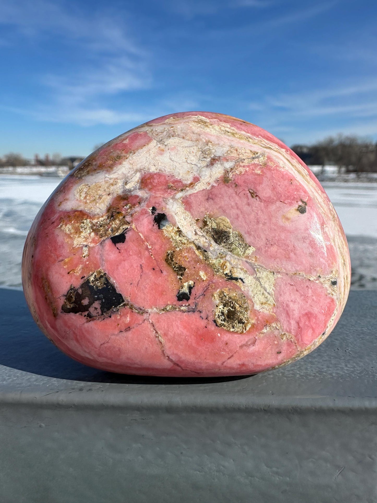 Gorgeous Natural Strawberry Opal Palm Stone