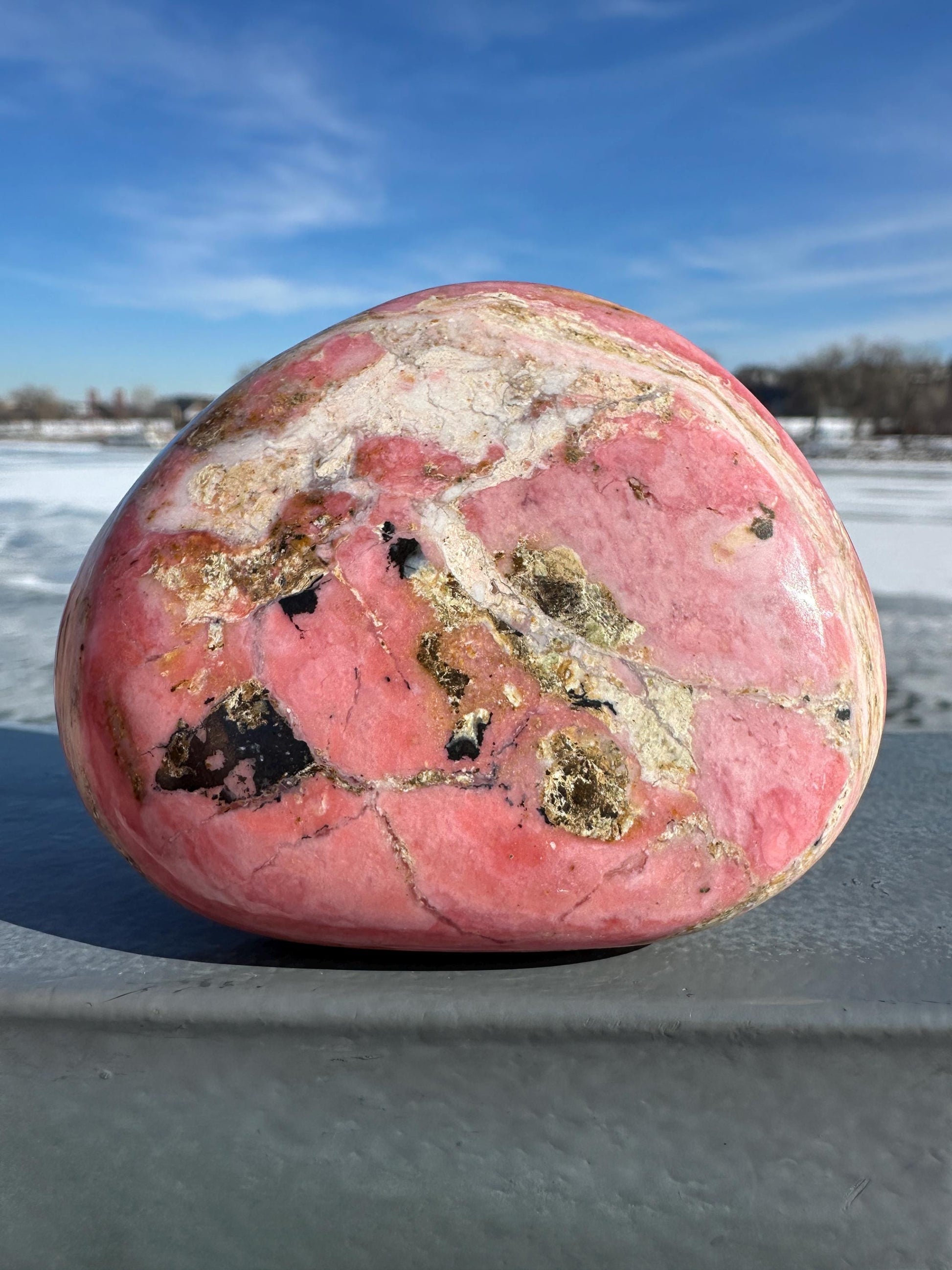 Gorgeous Natural Strawberry Opal Palm Stone