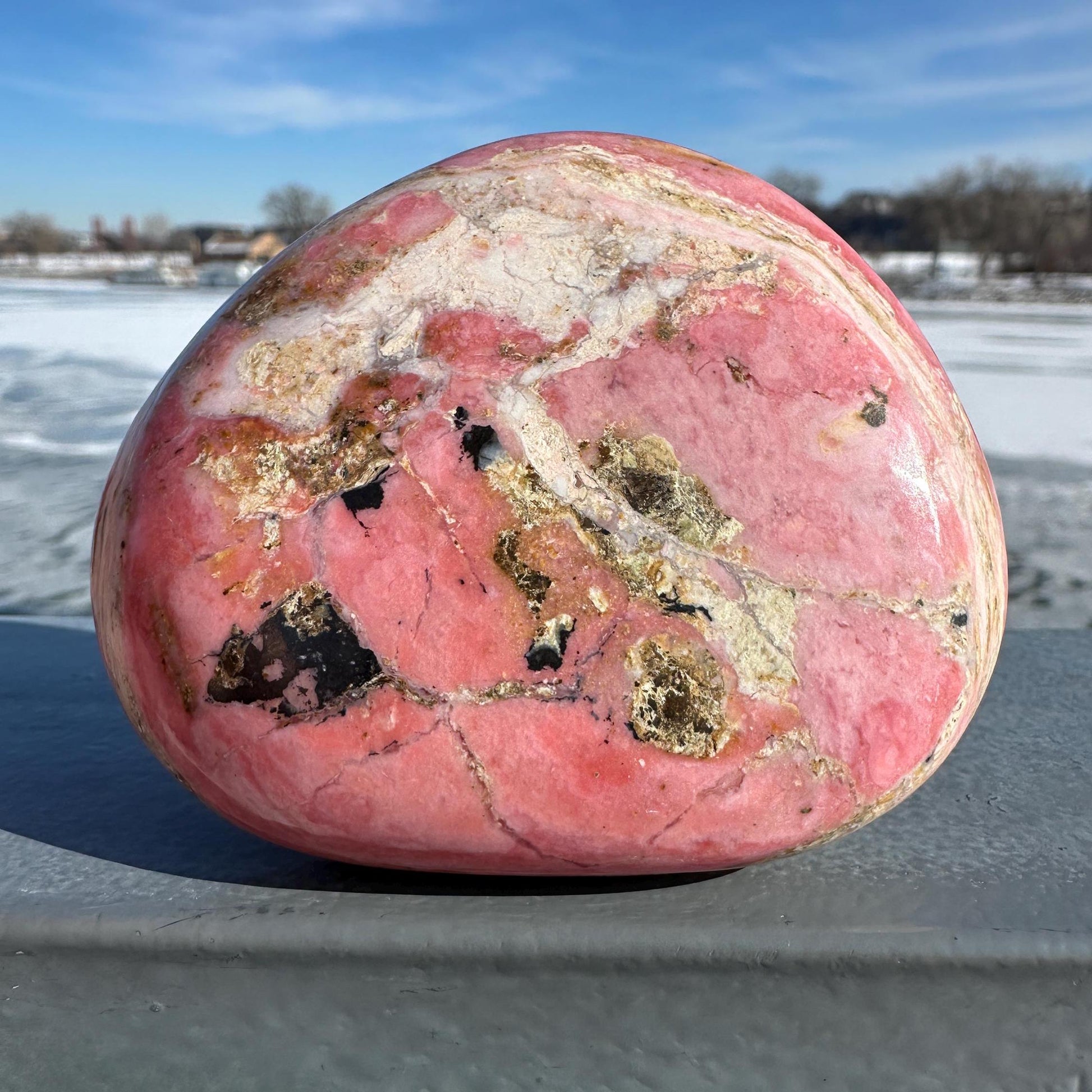 Gorgeous Natural Strawberry Opal Palm Stone