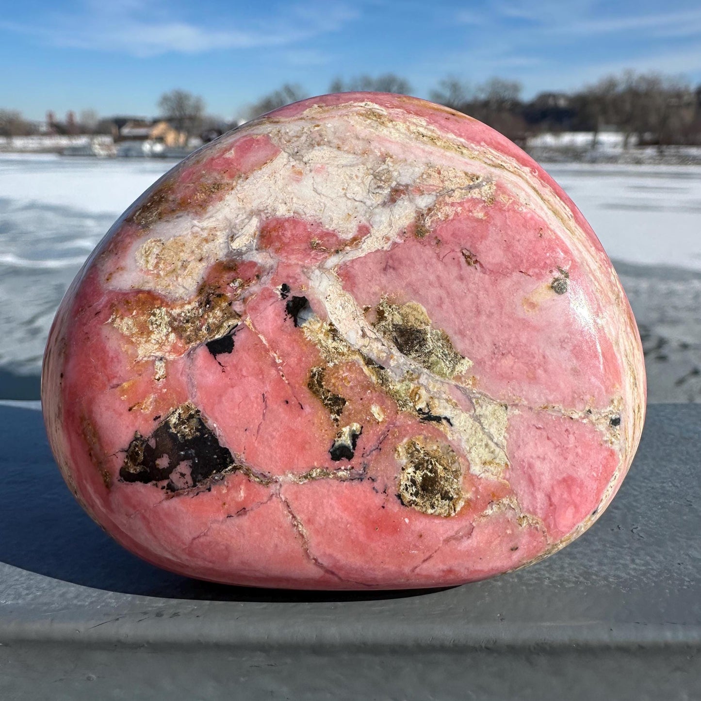 Gorgeous Natural Strawberry Opal Palm Stone
