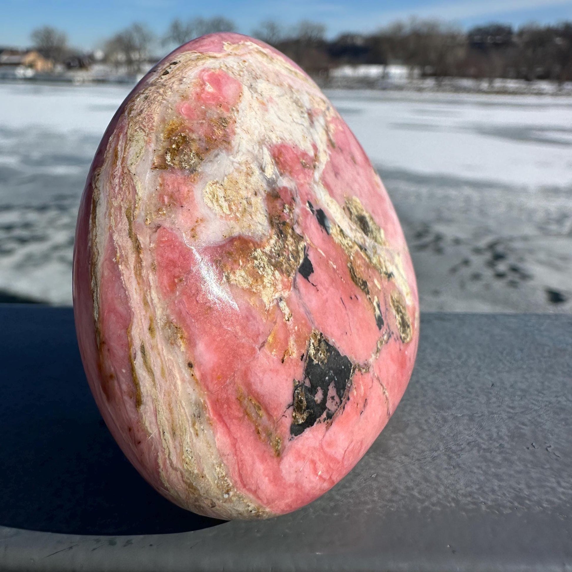 Gorgeous Natural Strawberry Opal Palm Stone