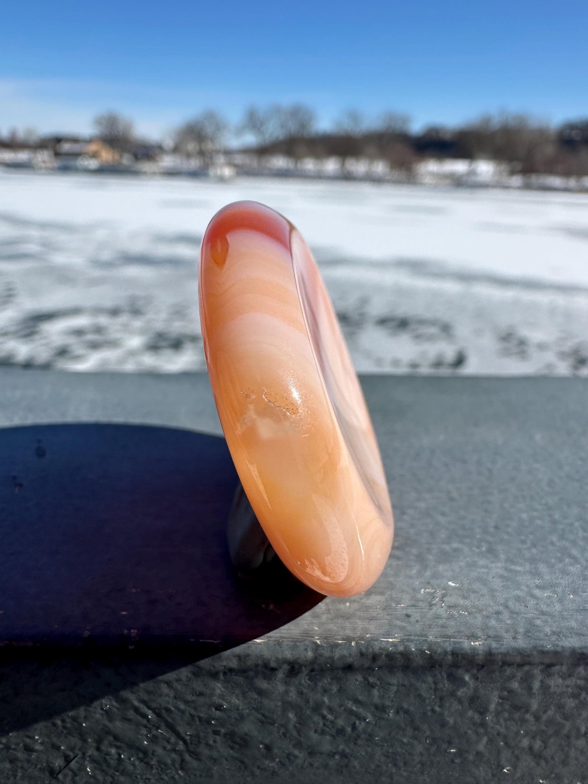 Stunning Carnelian Polished Worry Stone Carving