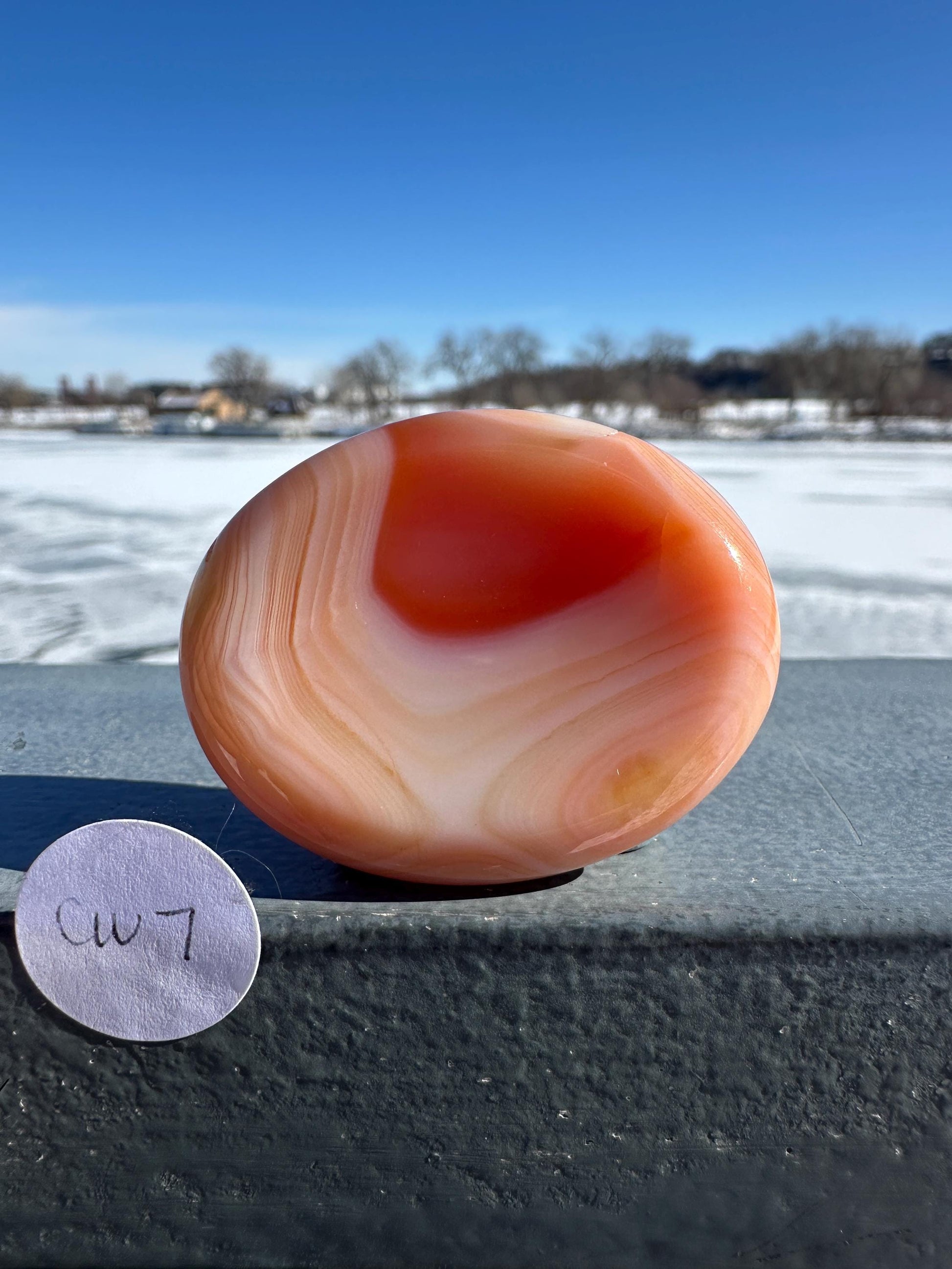 Stunning Carnelian Polished Worry Stone Carving