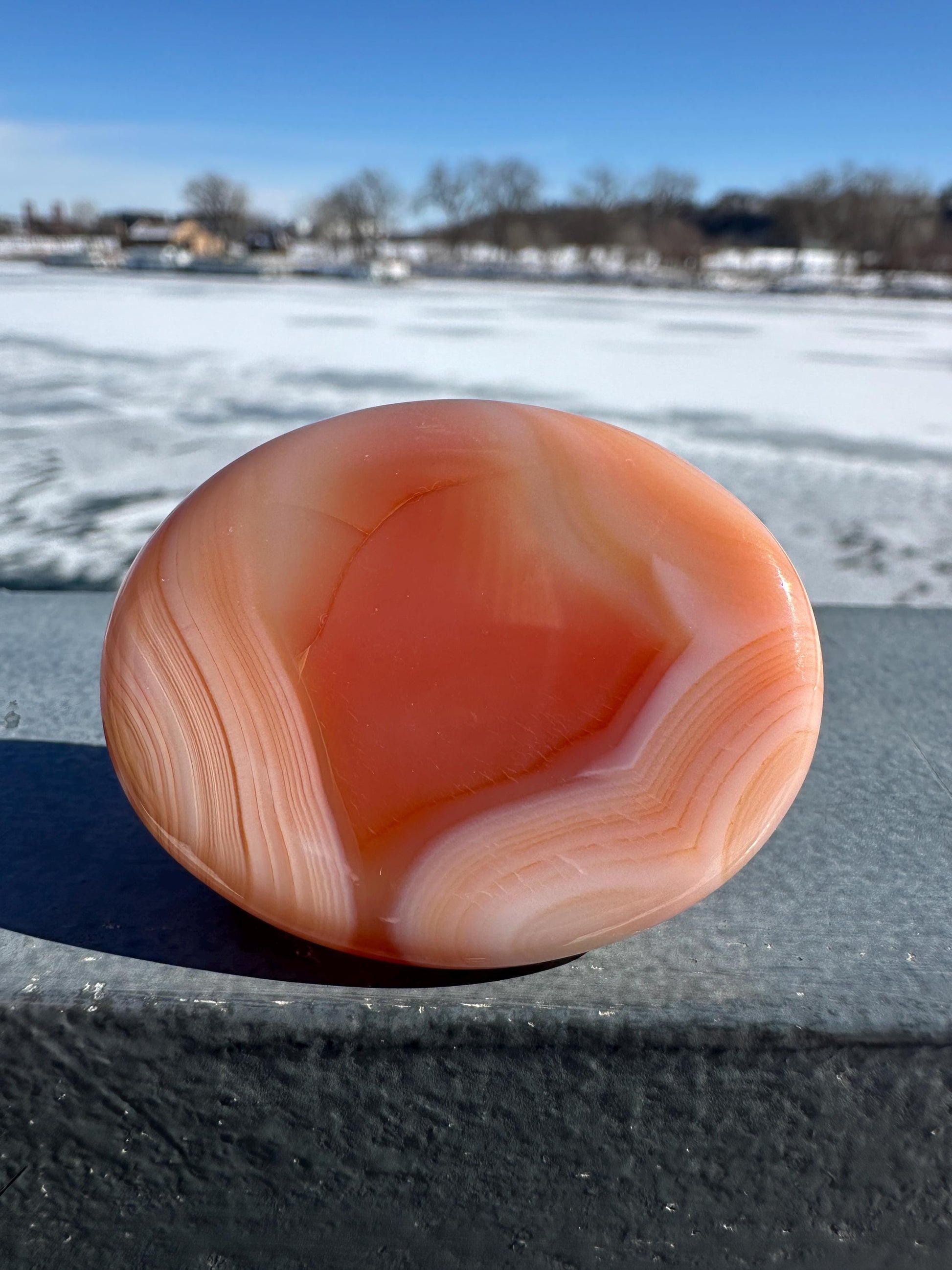 Stunning Carnelian Polished Worry Stone Carving