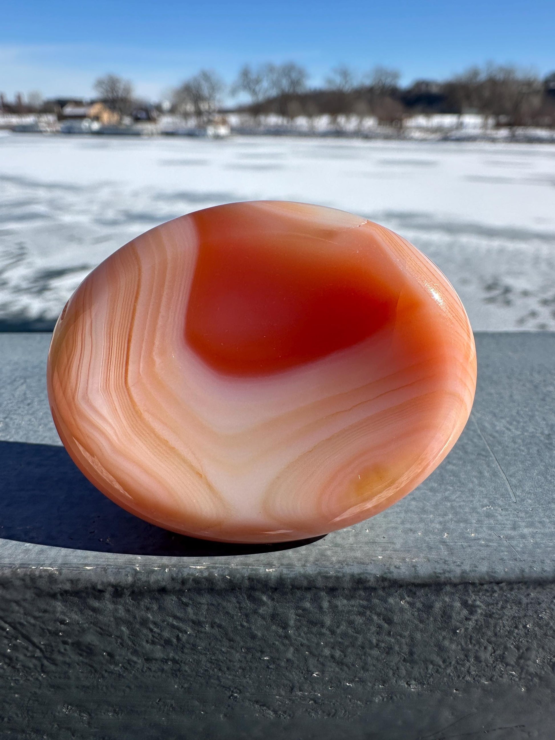 Stunning Carnelian Polished Worry Stone Carving