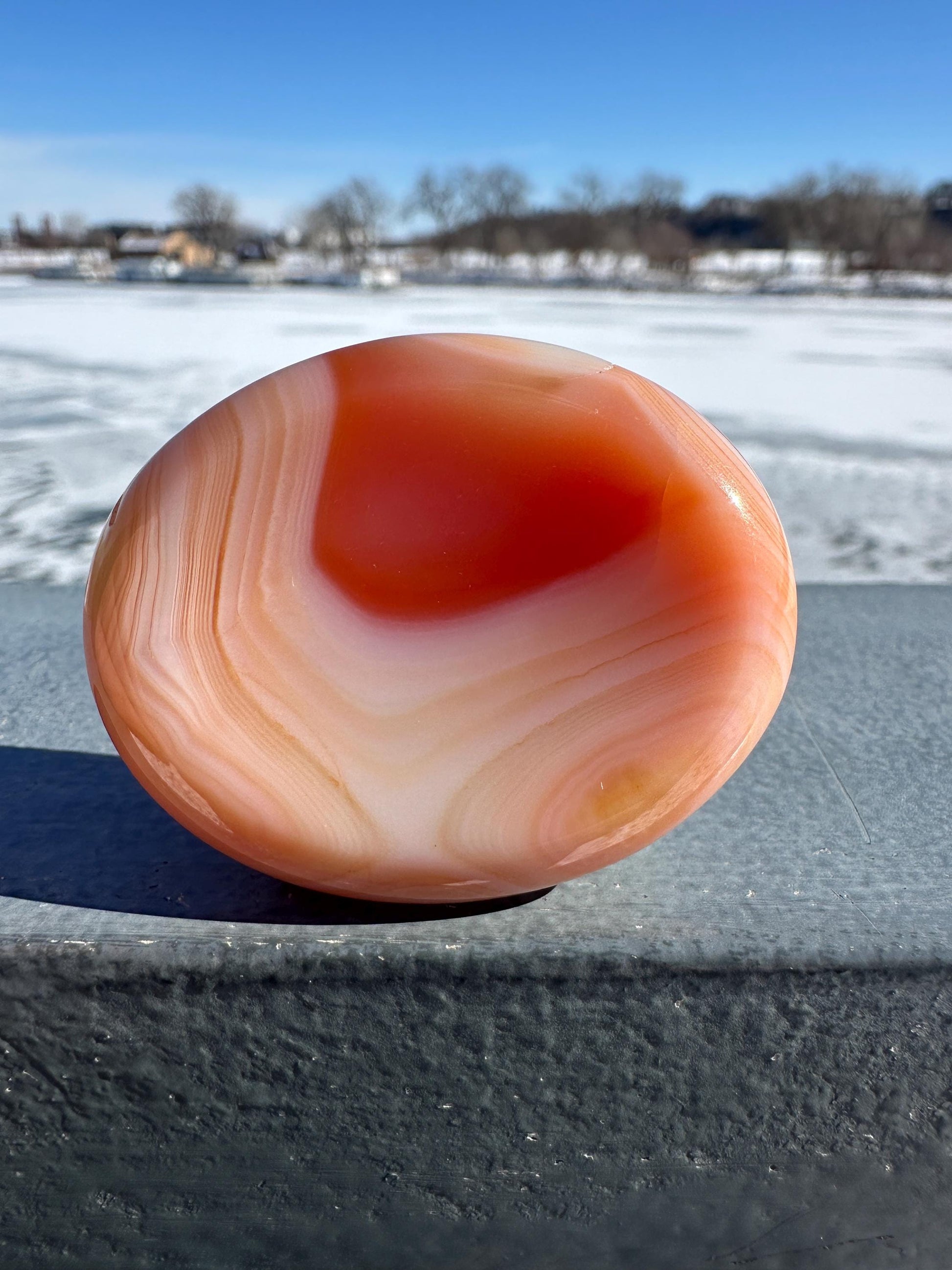 Stunning Carnelian Polished Worry Stone Carving