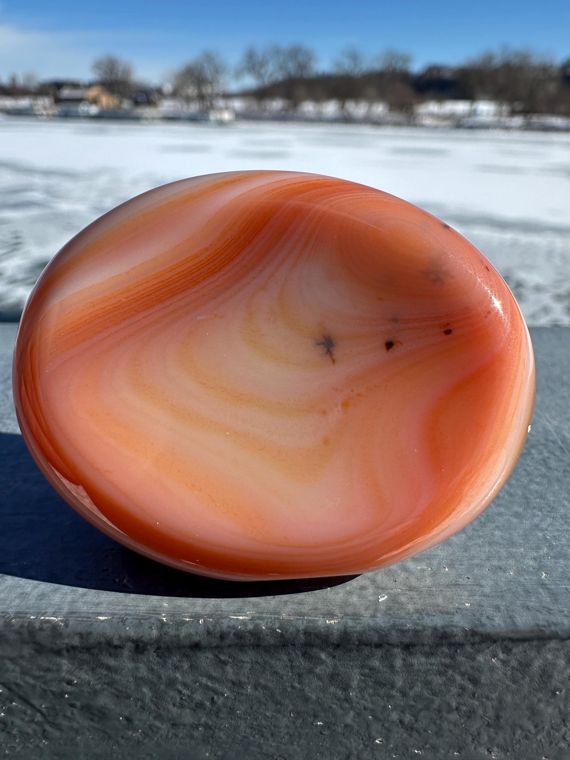Stunning Carnelian Polished Worry Stone Carving