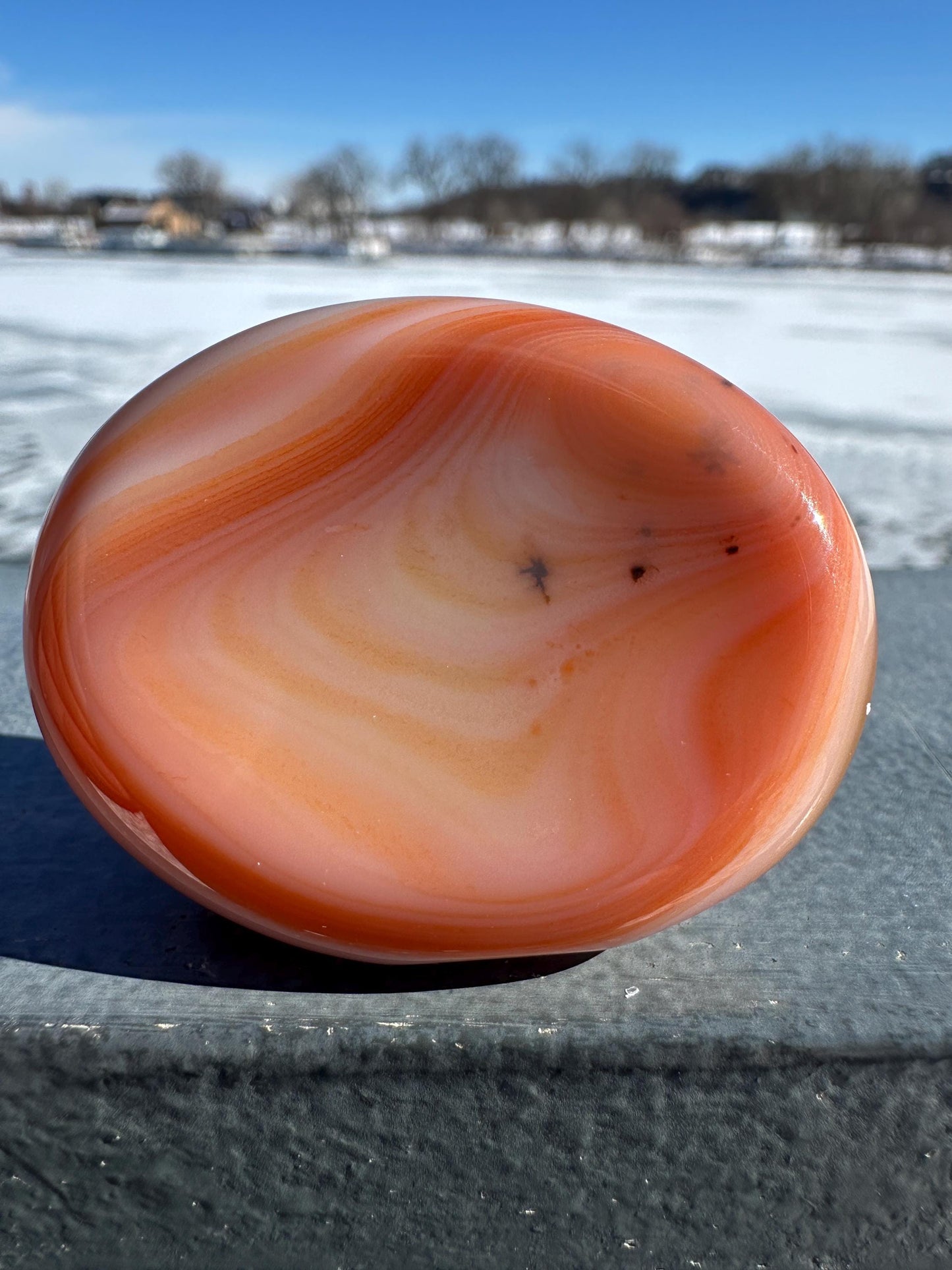 Stunning Carnelian Polished Worry Stone Carving
