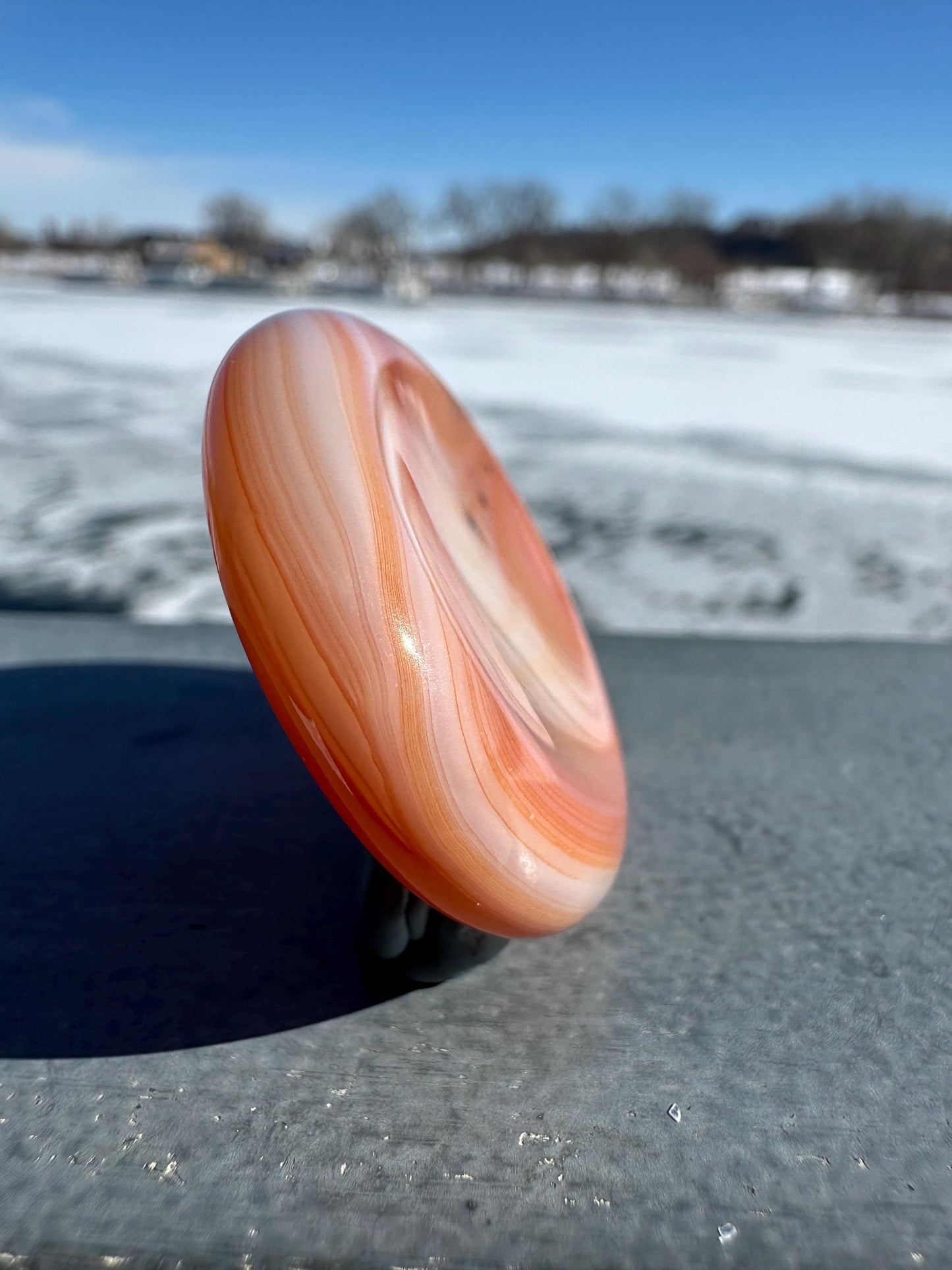 Stunning Carnelian Polished Worry Stone Carving