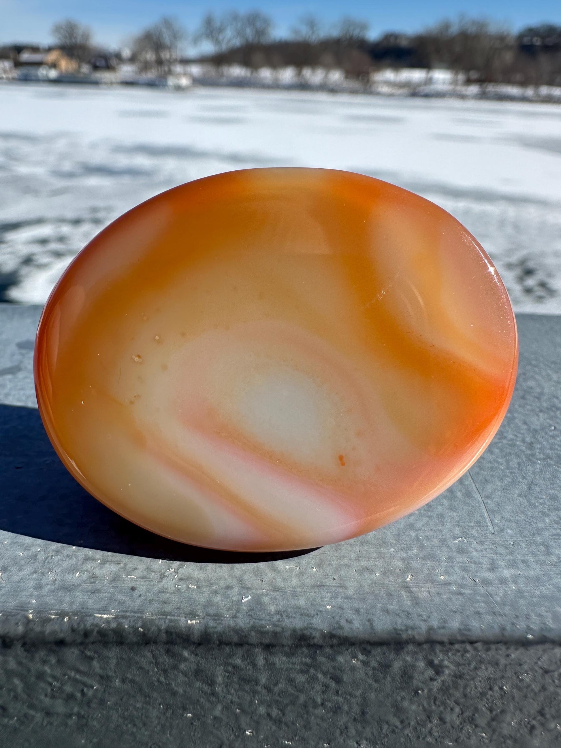 Stunning Carnelian Polished Worry Stone Carving