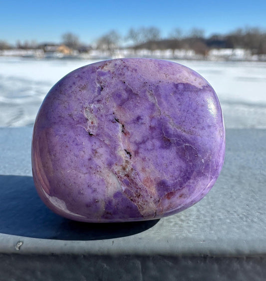 Rare Natural Lavender Jade Palm Stone from Turkey