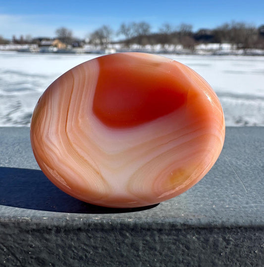 Stunning Carnelian Polished Worry Stone Carving