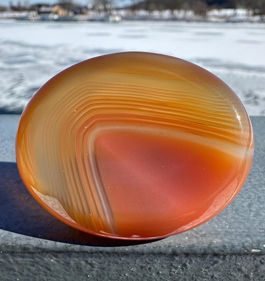 Stunning Carnelian Polished Worry Stone Carving