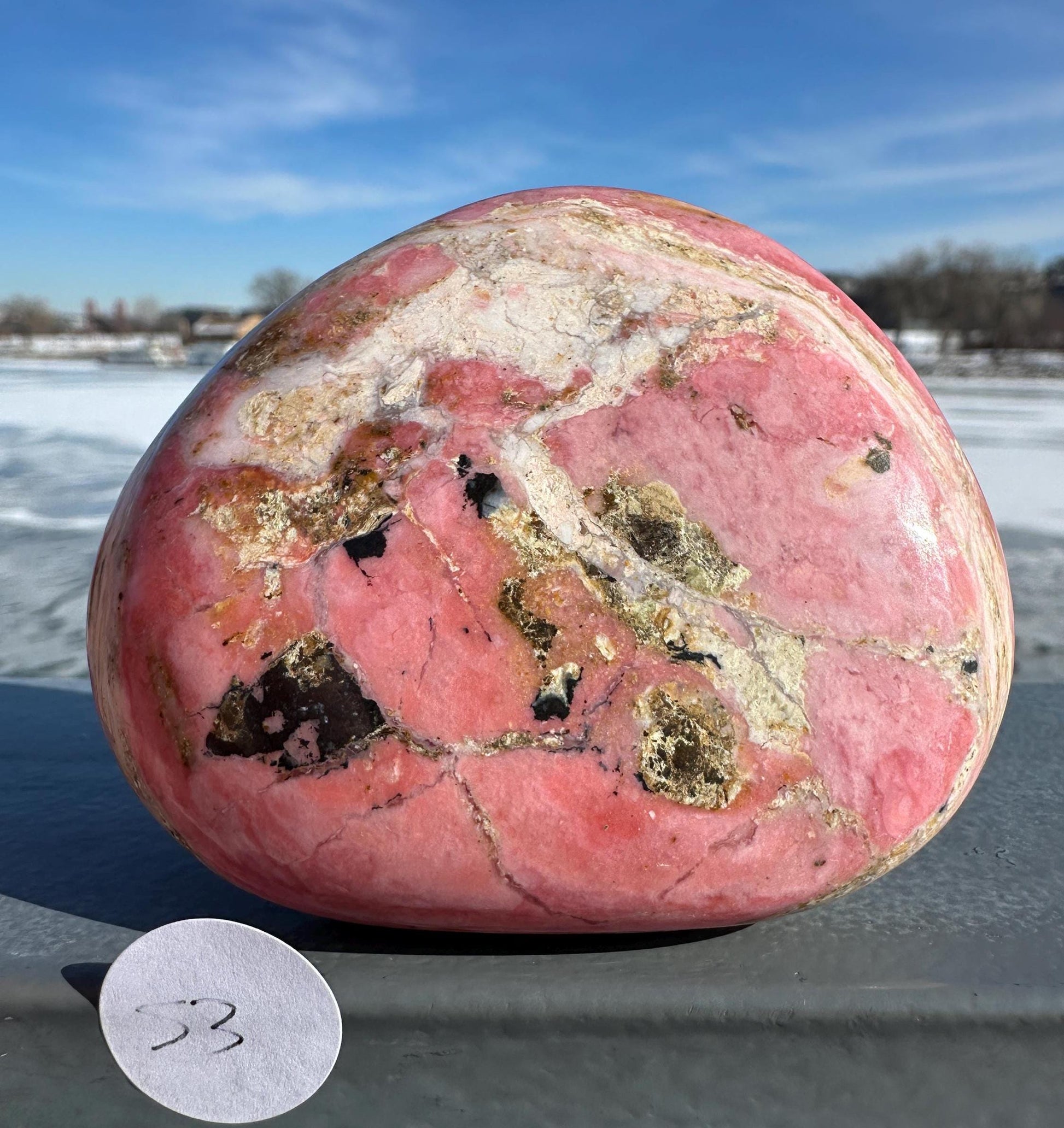 Gorgeous Natural Strawberry Opal Palm Stone