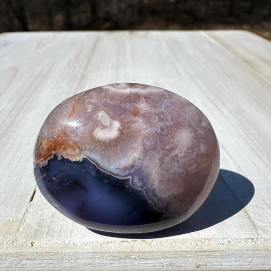 Gorgeous Blue Flower Agate Palm Stone