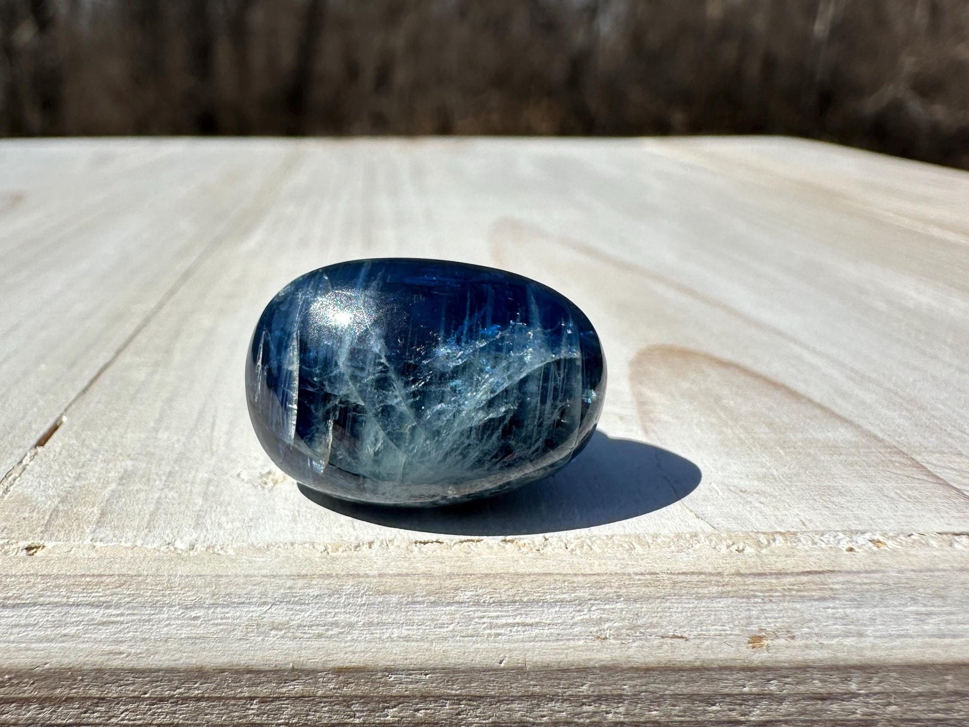 Gorgeous High Quality Polished Blue Kyanite Mini Palm Stone from Nepal