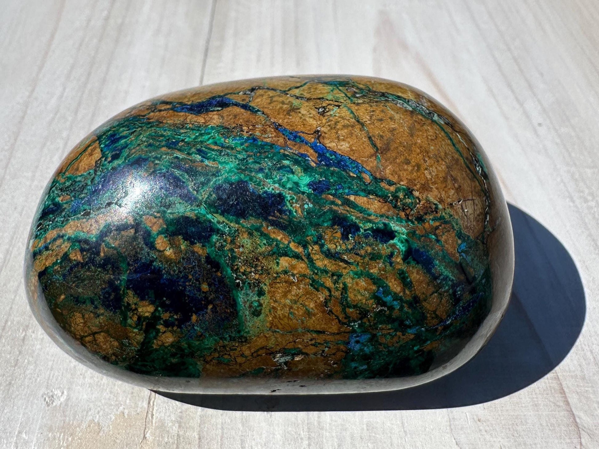 Beautiful Azurite and Malachite Polished Stone Freeform from Peru