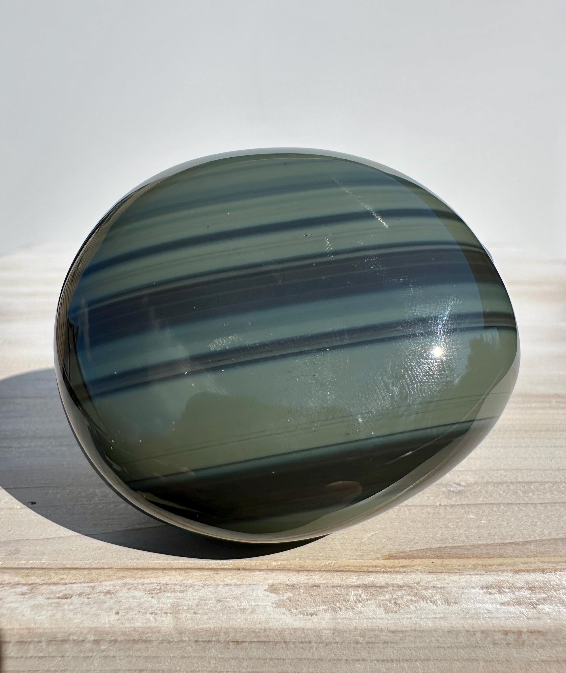 Platinum Obsidian Palm Stone from Mexico