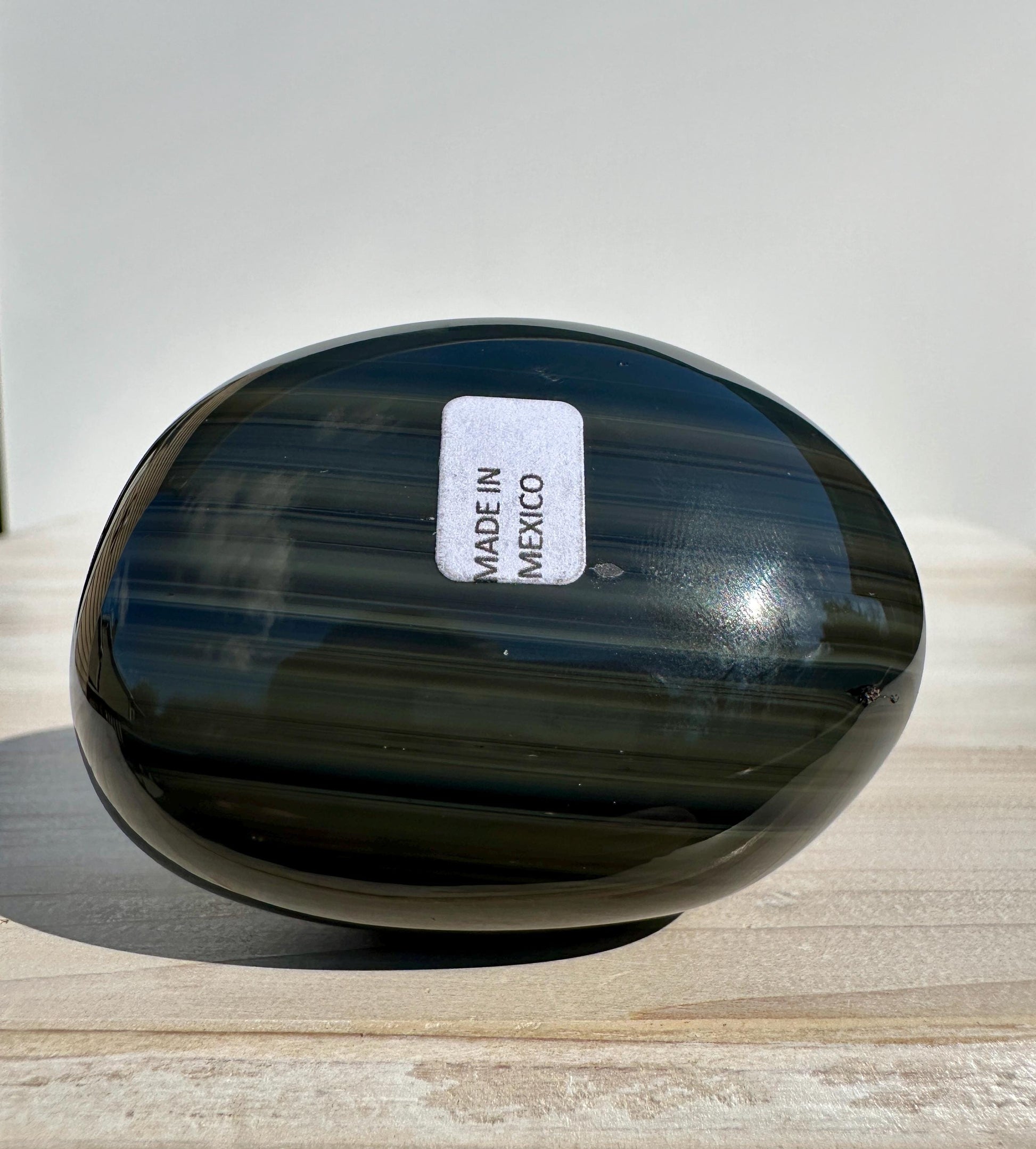 Platinum Obsidian Palm Stone from Mexico
