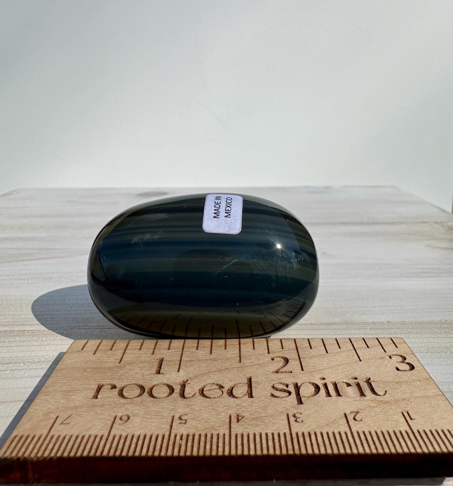 Platinum Obsidian Palm Stone from Mexico