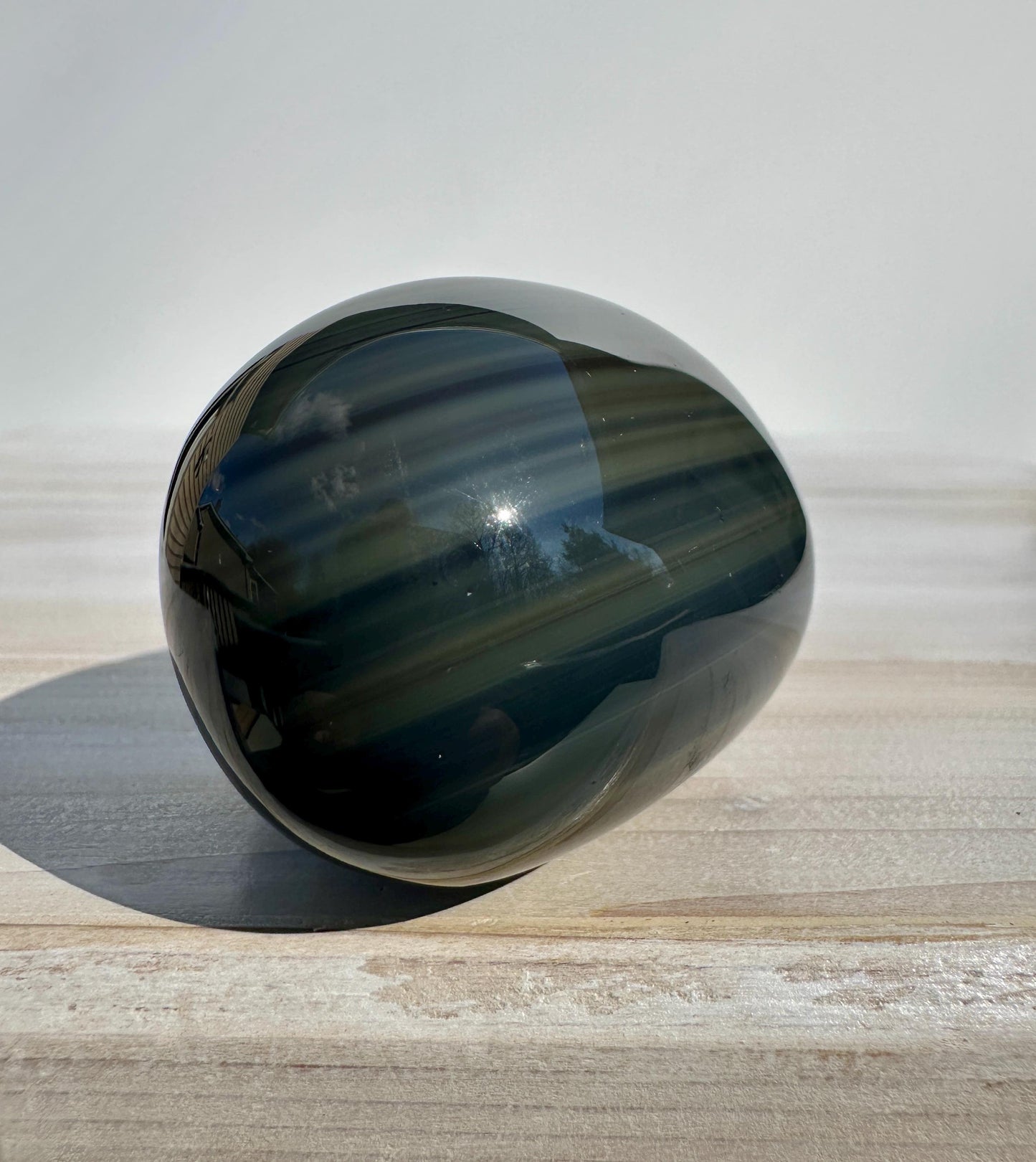 Platinum Obsidian Palm Stone from Mexico