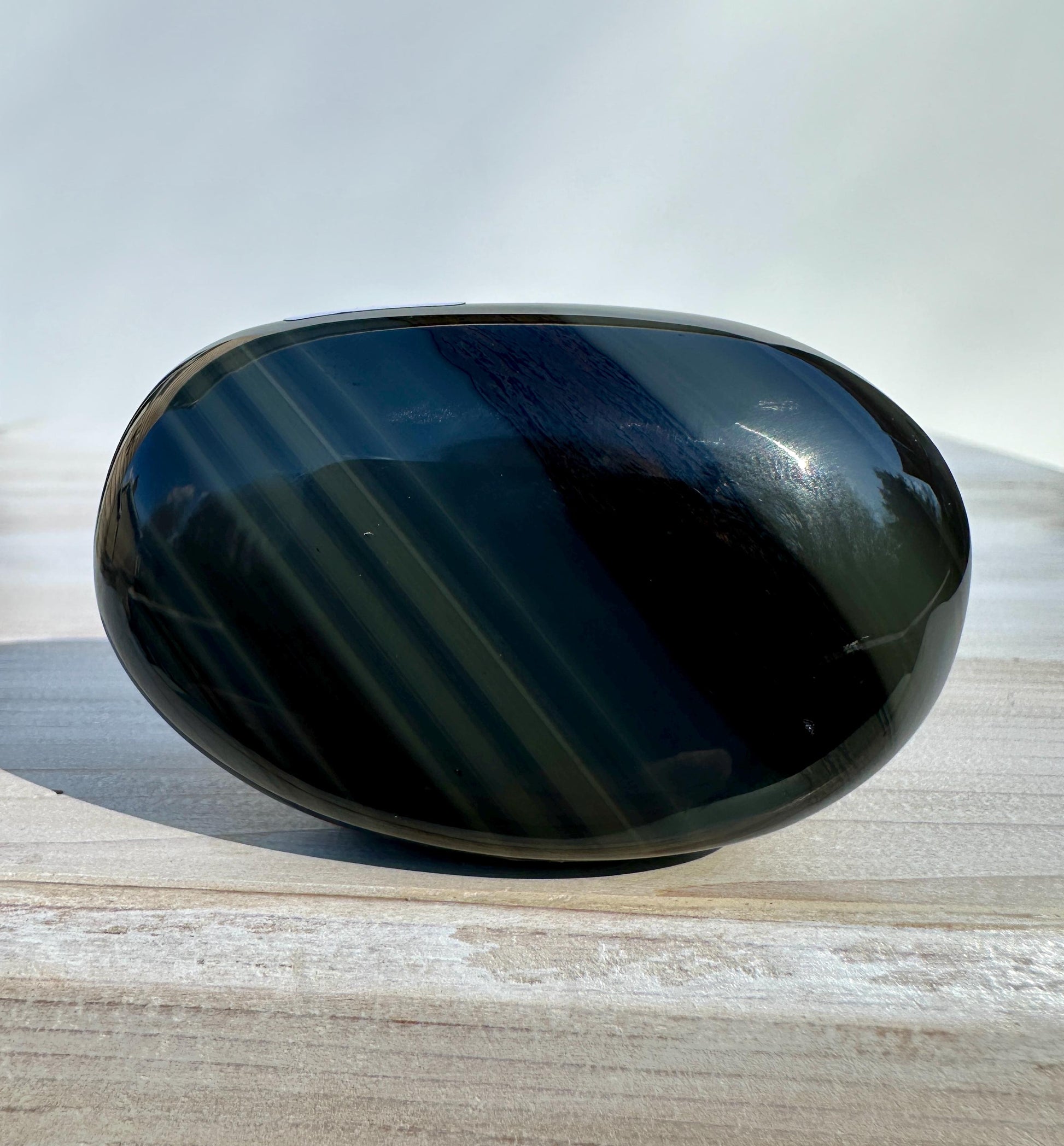 Platinum Obsidian Palm Stone from Mexico