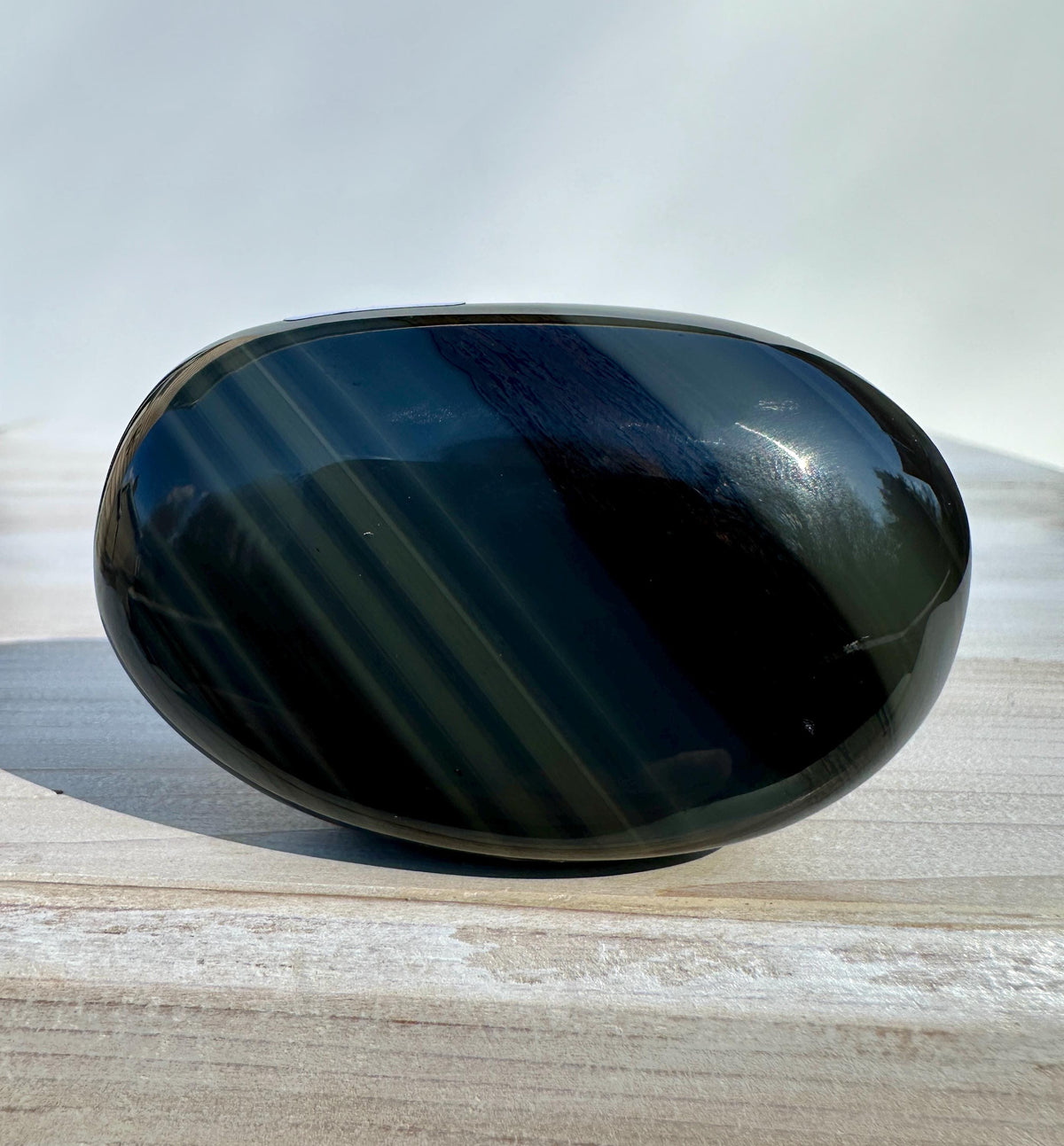 Platinum Obsidian Palm Stone from Mexico