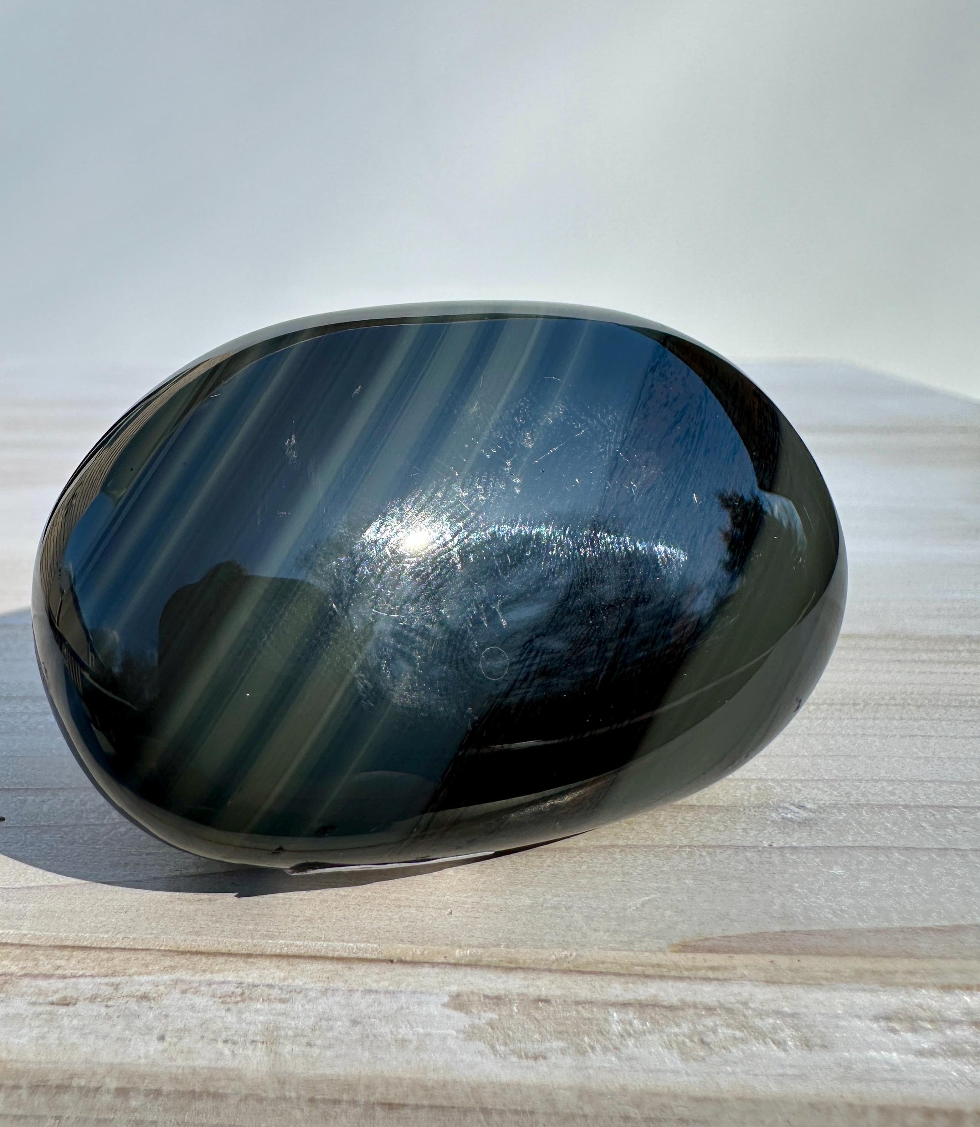 Platinum Obsidian Palm Stone from Mexico