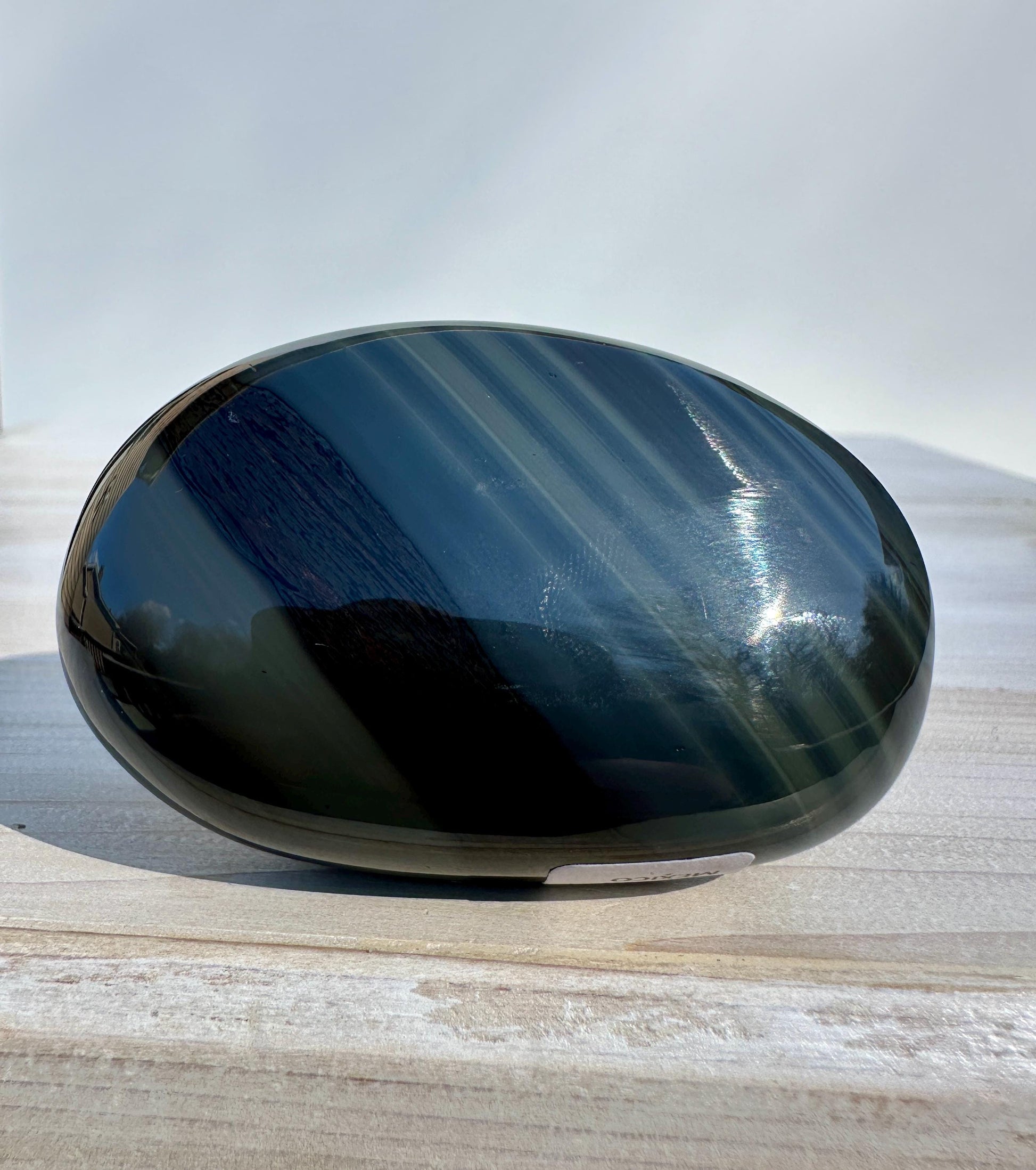 Platinum Obsidian Palm Stone from Mexico