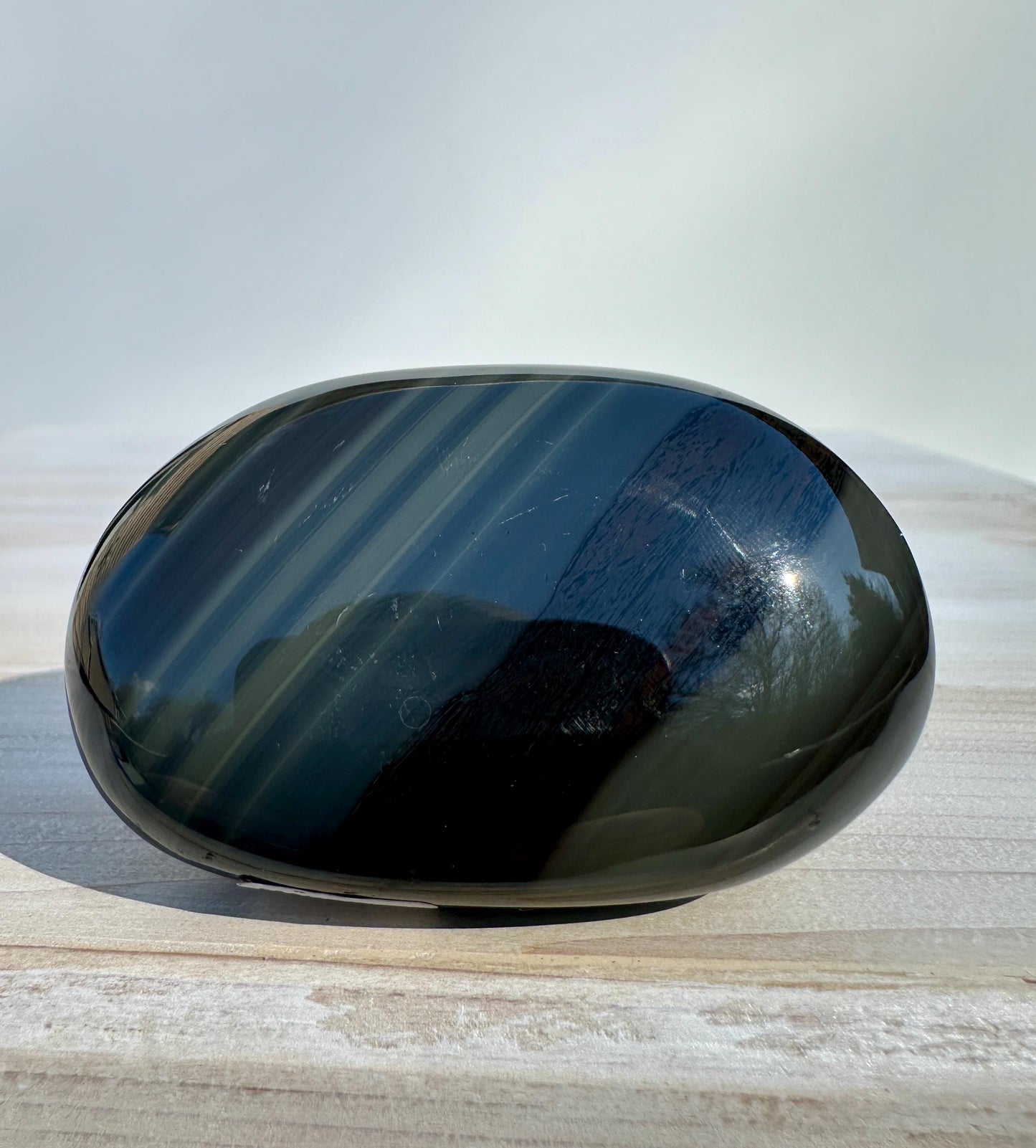 Platinum Obsidian Palm Stone from Mexico