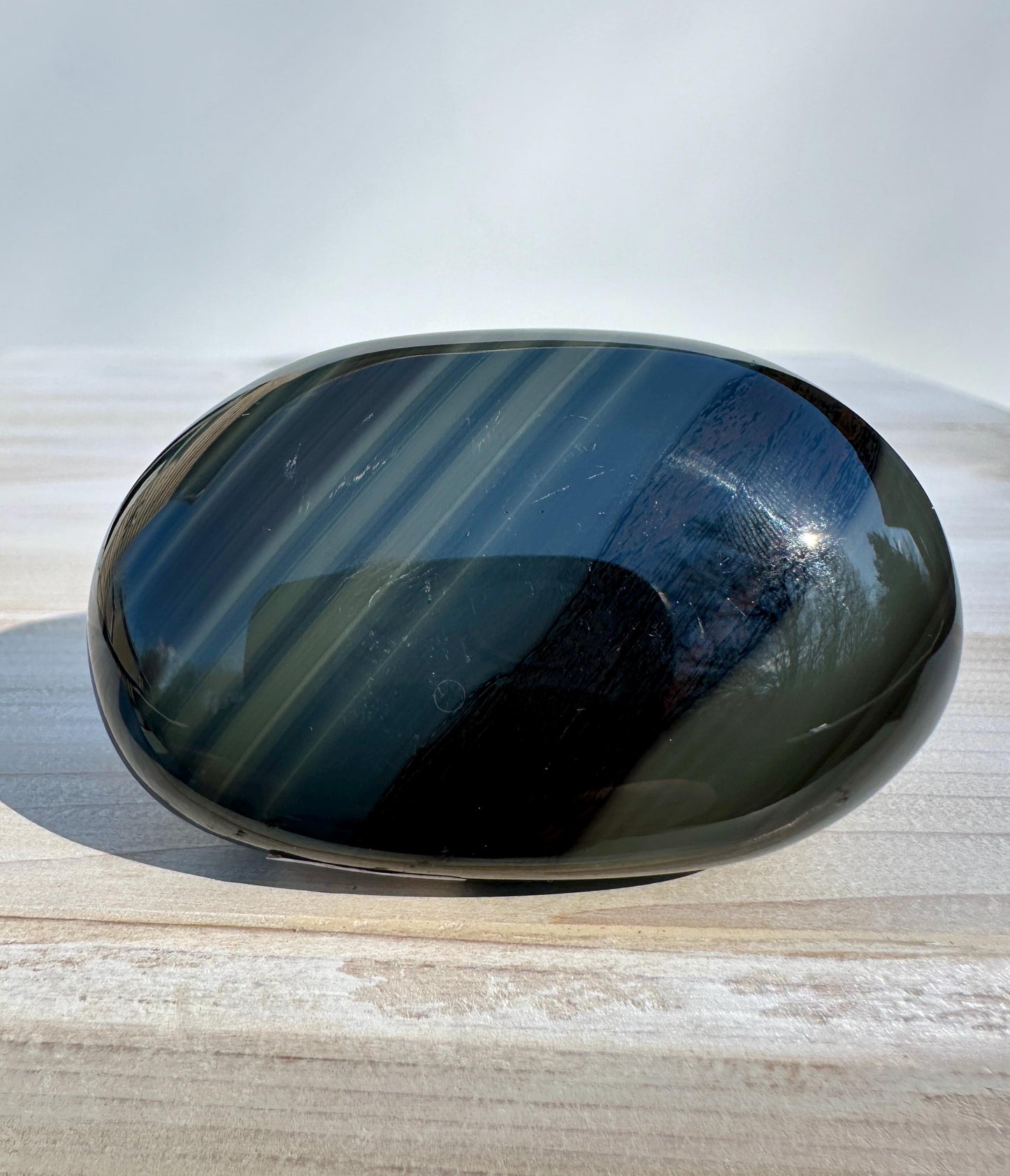 Platinum Obsidian Palm Stone from Mexico