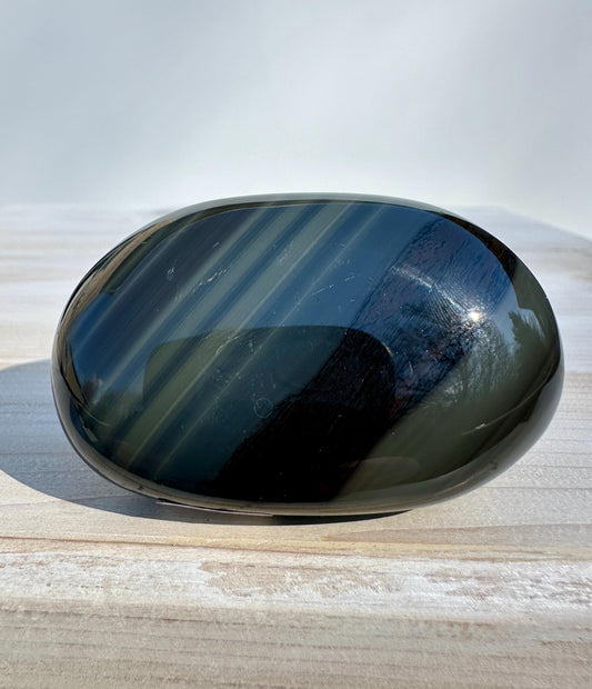 Platinum Obsidian Palm Stone from Mexico